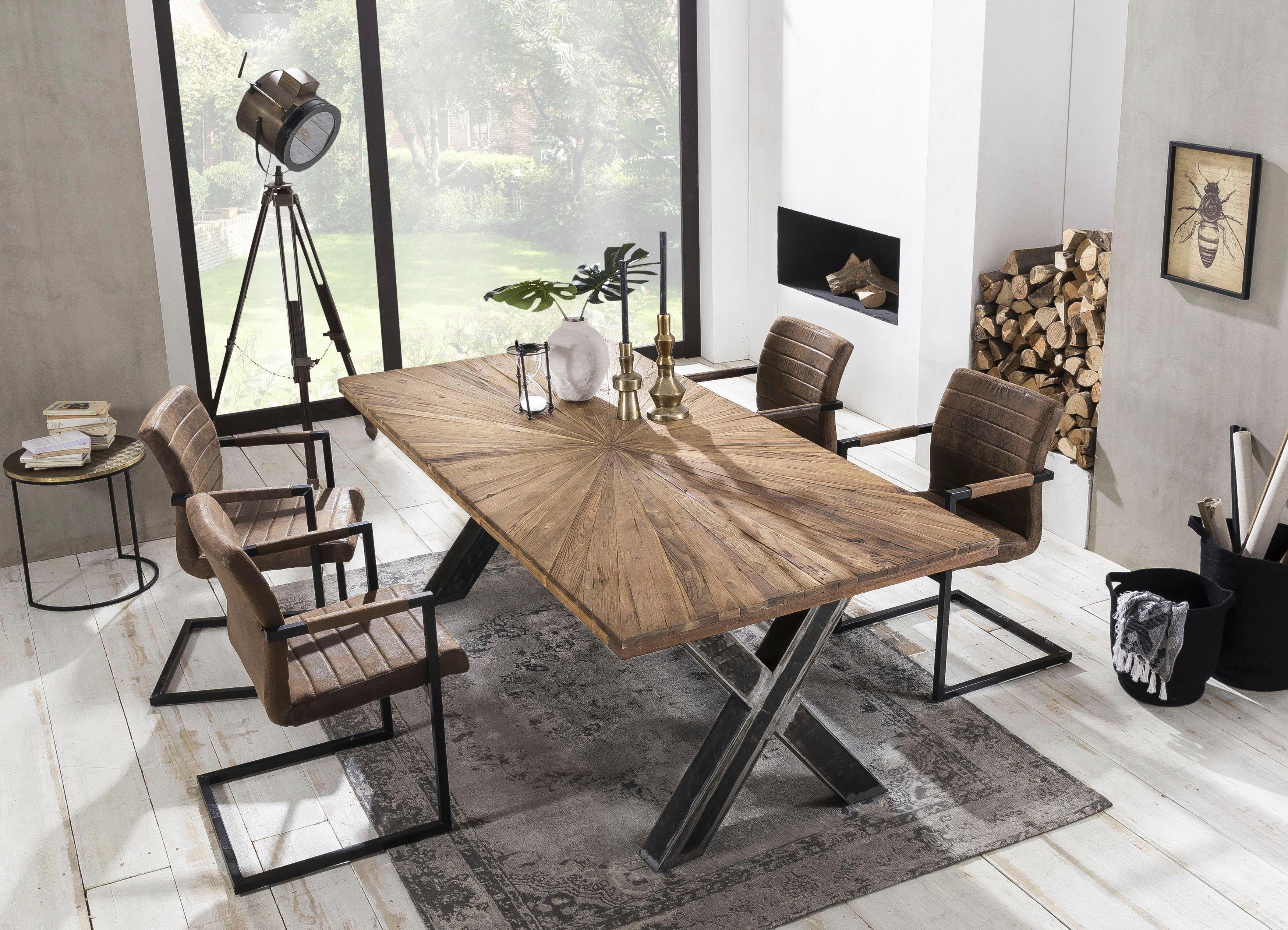 SIT Eettafel Romanteaka met zonvormig gedessineerd tafelblad, shabby chic, vintage