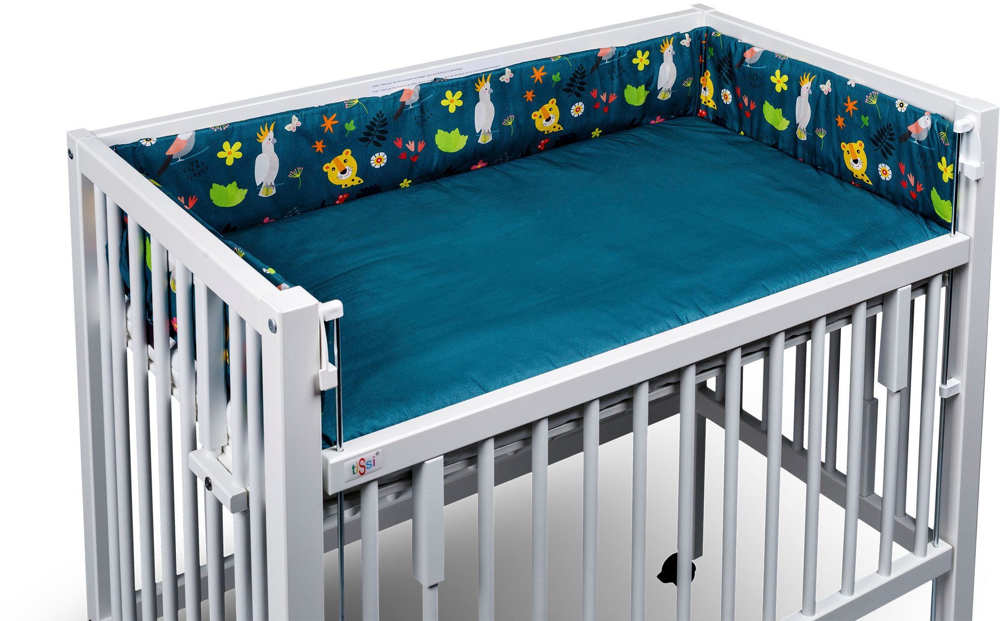 tiSsi® Babynestje Sophie, petrol Jungle geschikt voor tissi® extra bed 40x90 cm (2-delig)