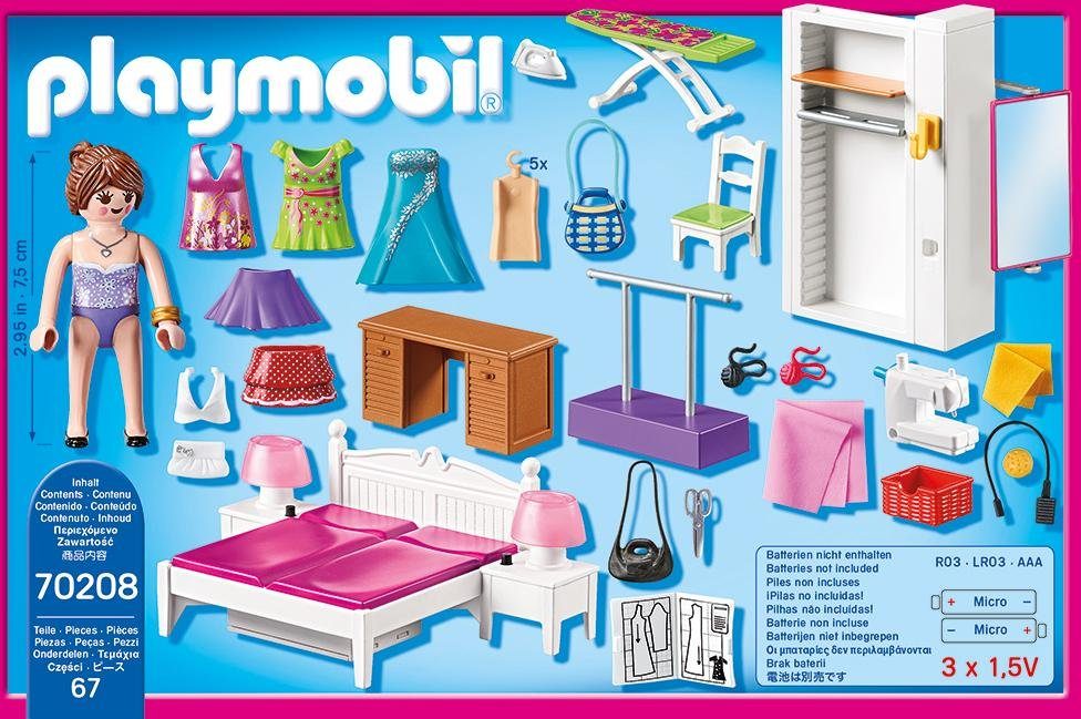 Playmobil® Constructie-speelset Slaapkamer met mode ontwerphoek (70208), Dollhouse (67-delig)