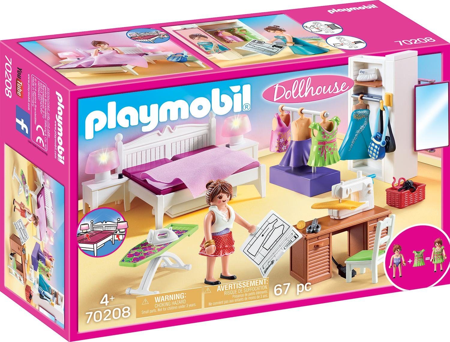 Playmobil® Constructie-speelset Slaapkamer met mode ontwerphoek (70208), Dollhouse (67-delig)