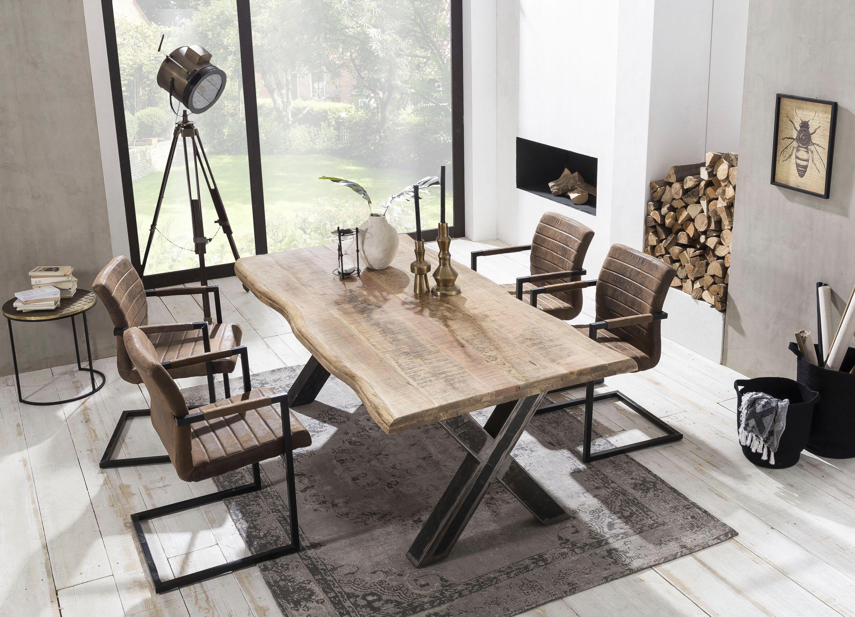 SIT Eettafel Tops&Tables met top van mangohout, shabby chic, vintage