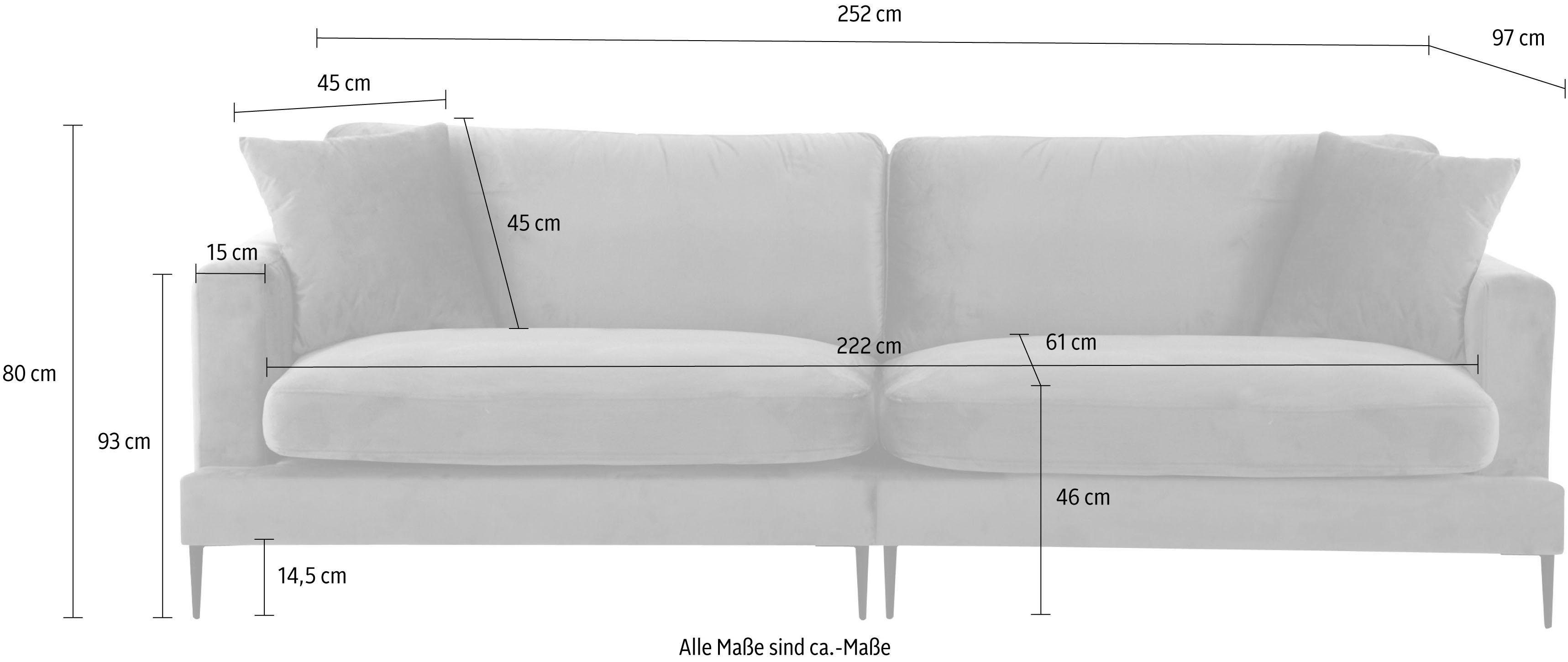 Leonique Megabank Cozy elegante designbank, afmetingen B/D/H: 252/97/80 cm