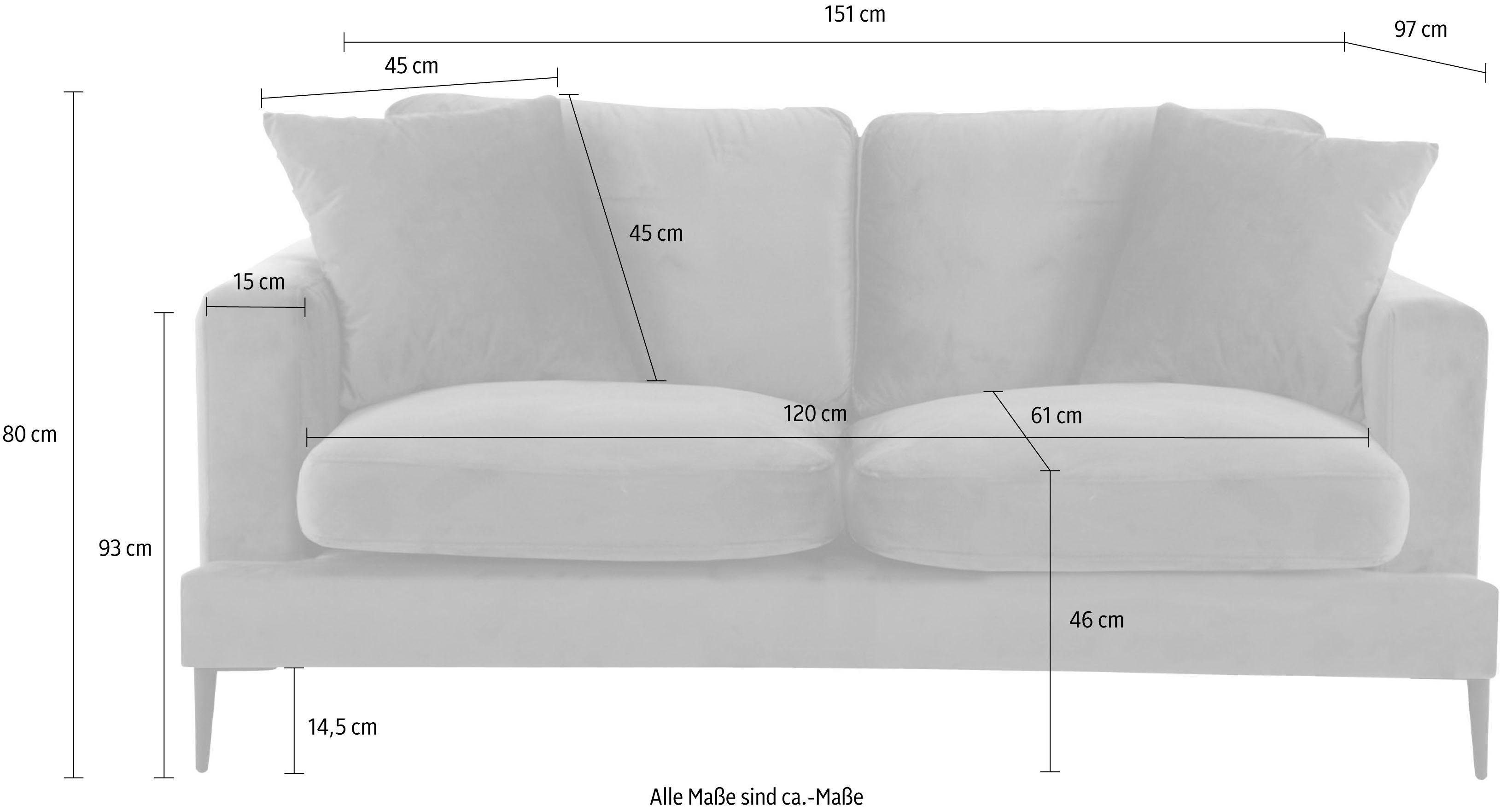 Leonique 2-zitsbank Cozy elegante designbank, afmetingen B/D/H: 151/97/80 cm