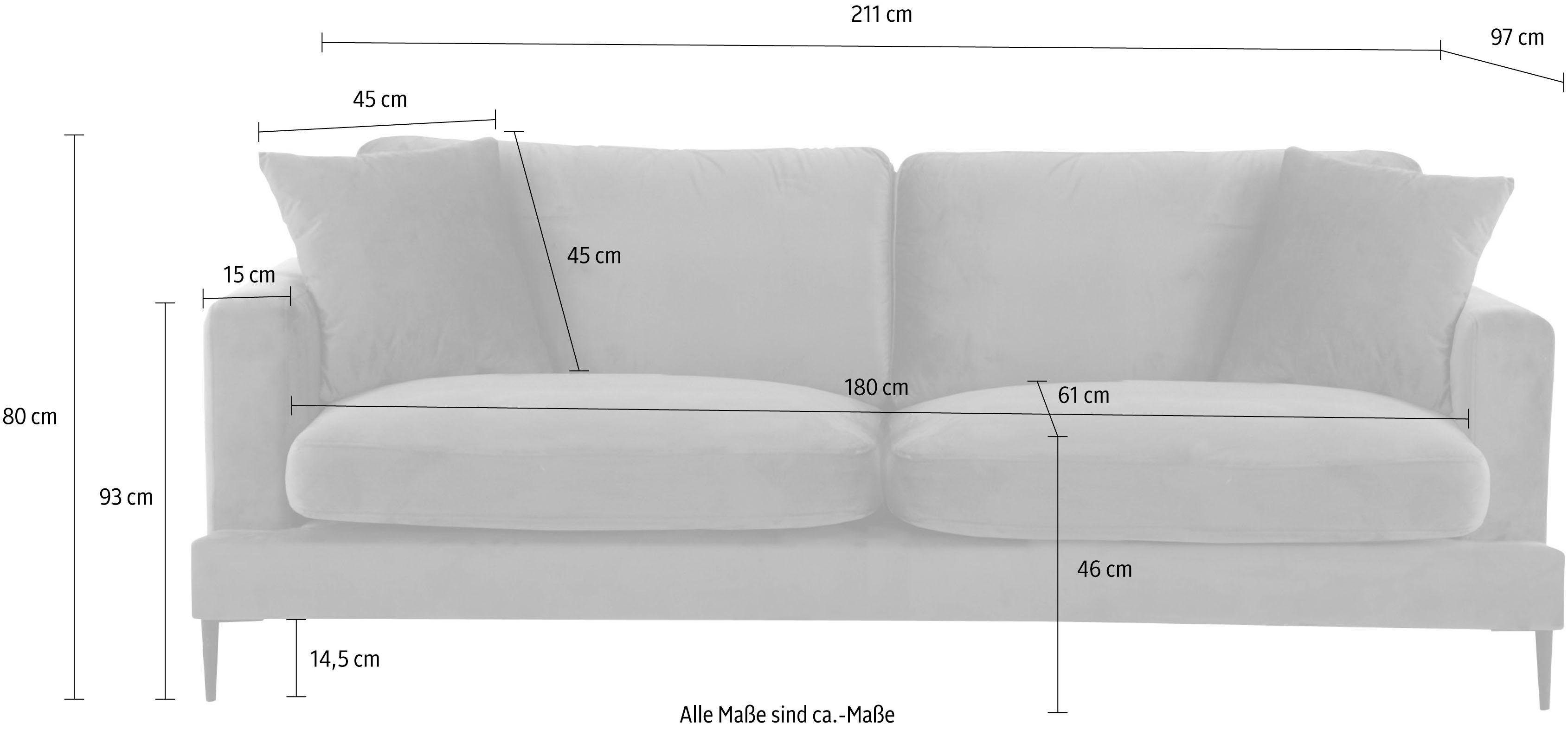 Leonique 3-zitsbank Cozy elegante designbank, afmetingen B/D/H: 211/97/80 cm