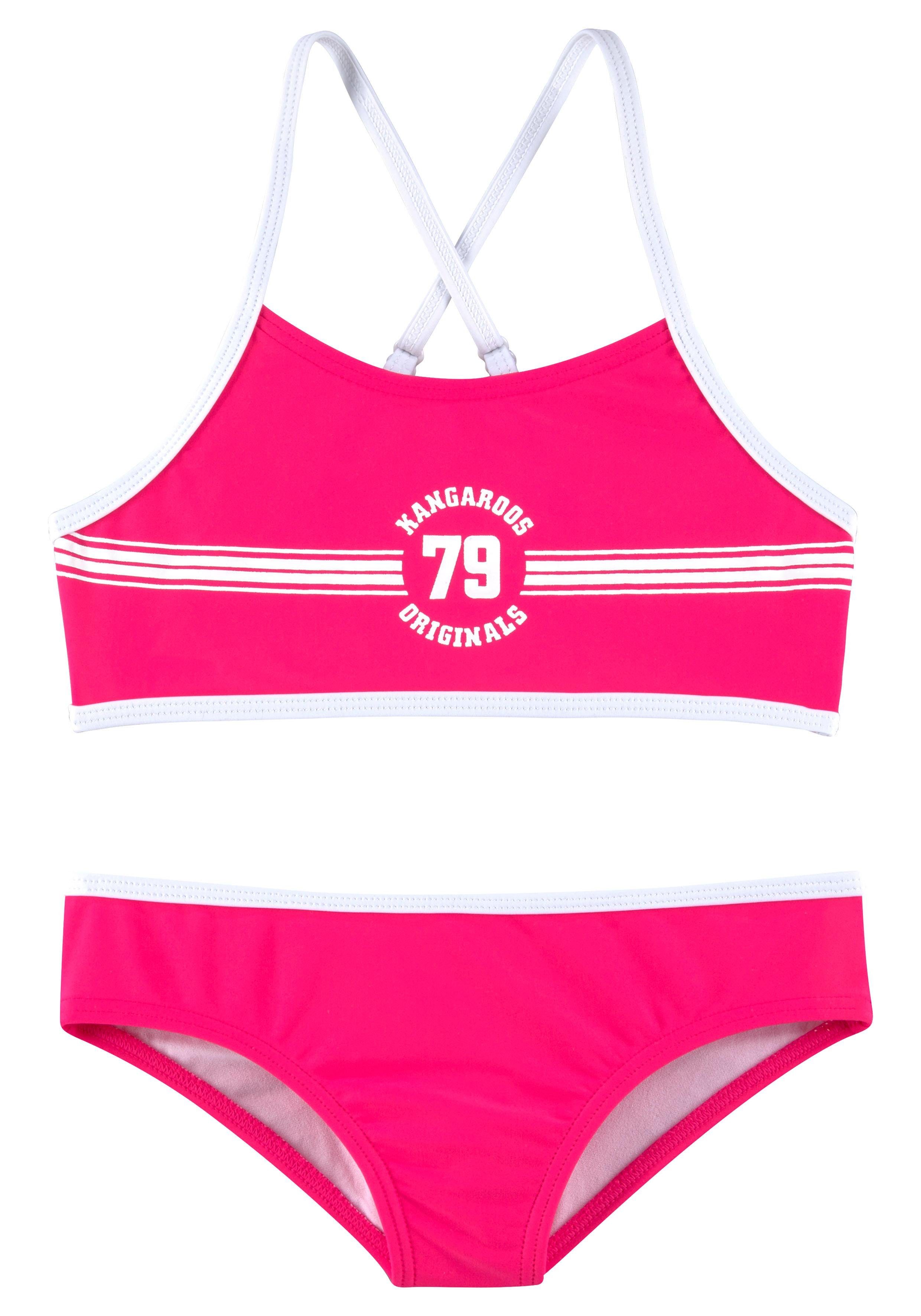 KangaROOS Bustierbikini Sporty met sportieve frontprint meisjes bikini's maat 170/176 roze