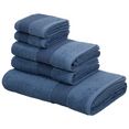 otto products handdoekenset jannis met stijlvol hoogwaardig randdessin (set, 5-delig) blauw