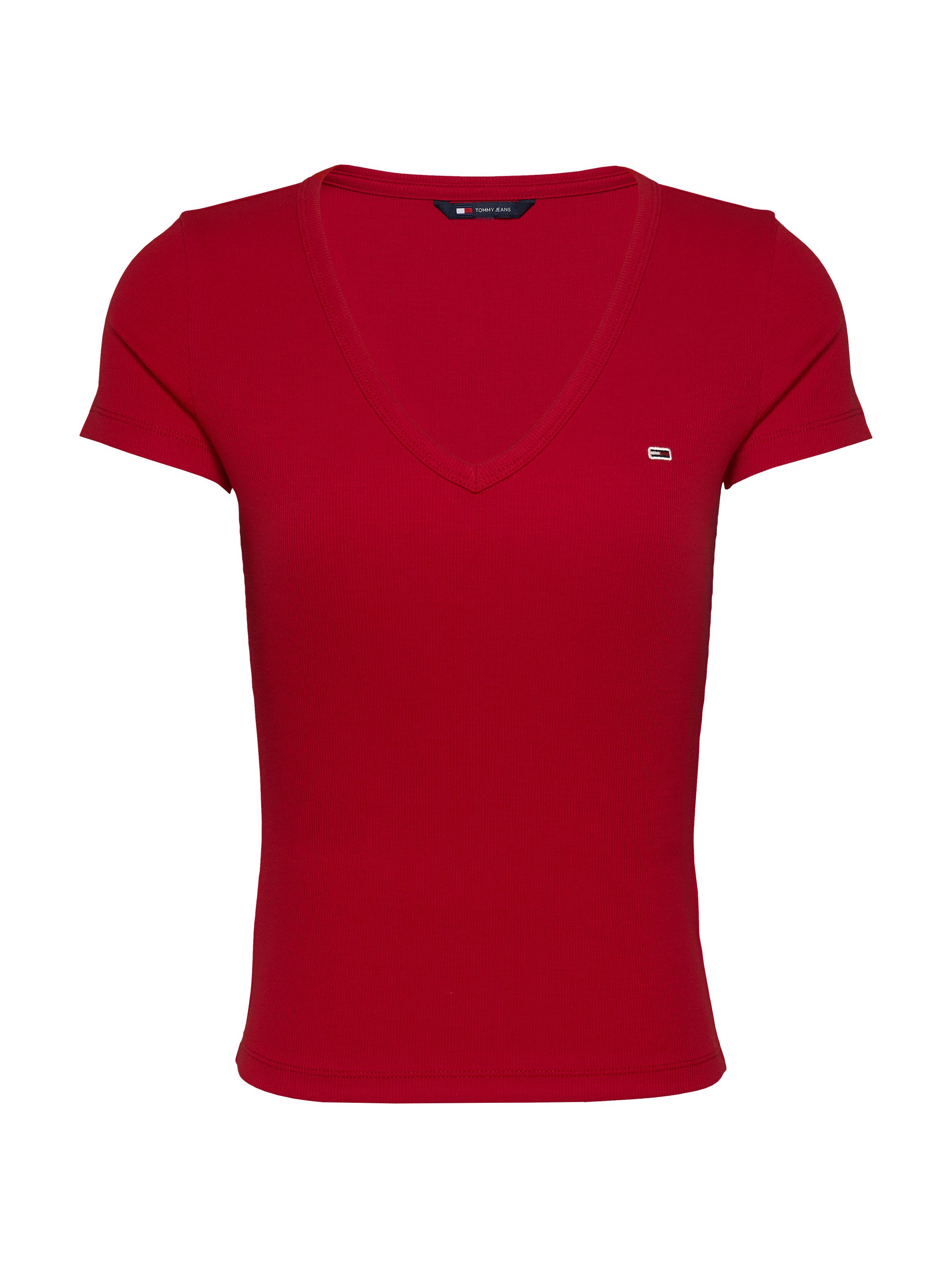 TOMMY JEANS T-shirt Slim Essential Rib V-Neck Rippshirt