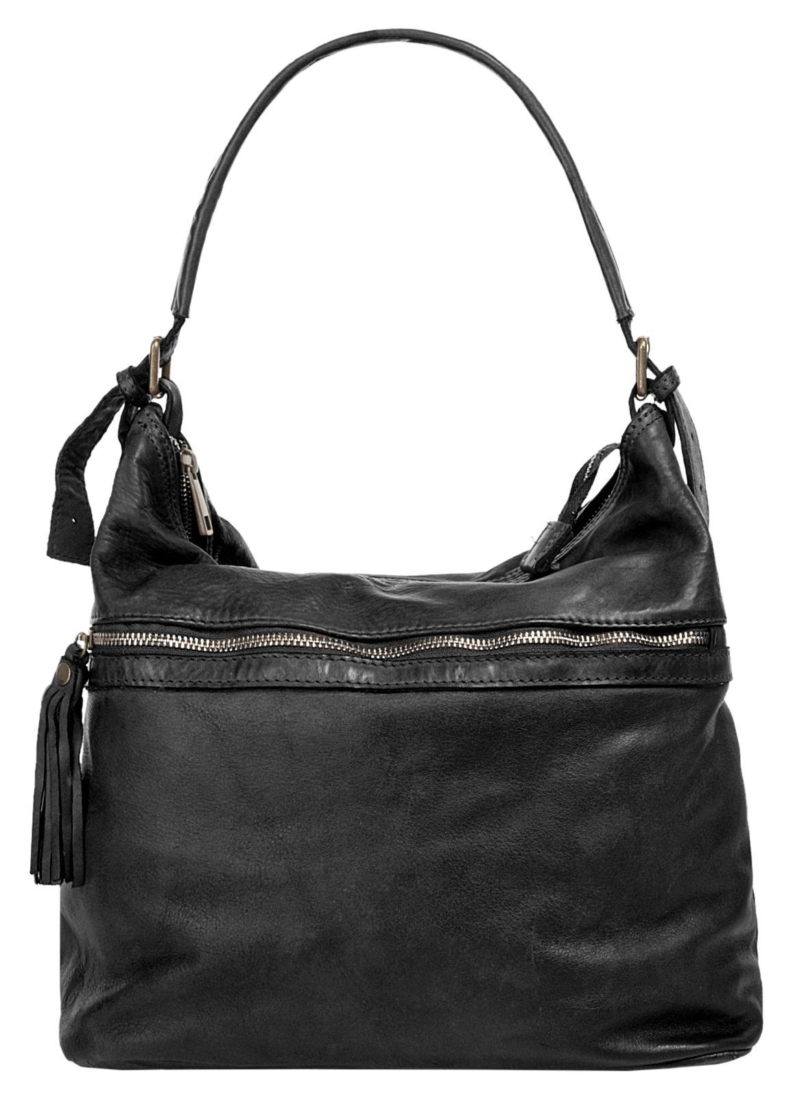 Samantha Look Shopper echt leer, made in italy dames shoppers maat one size (34 x 32 x 16 cm - 17 l) zwart