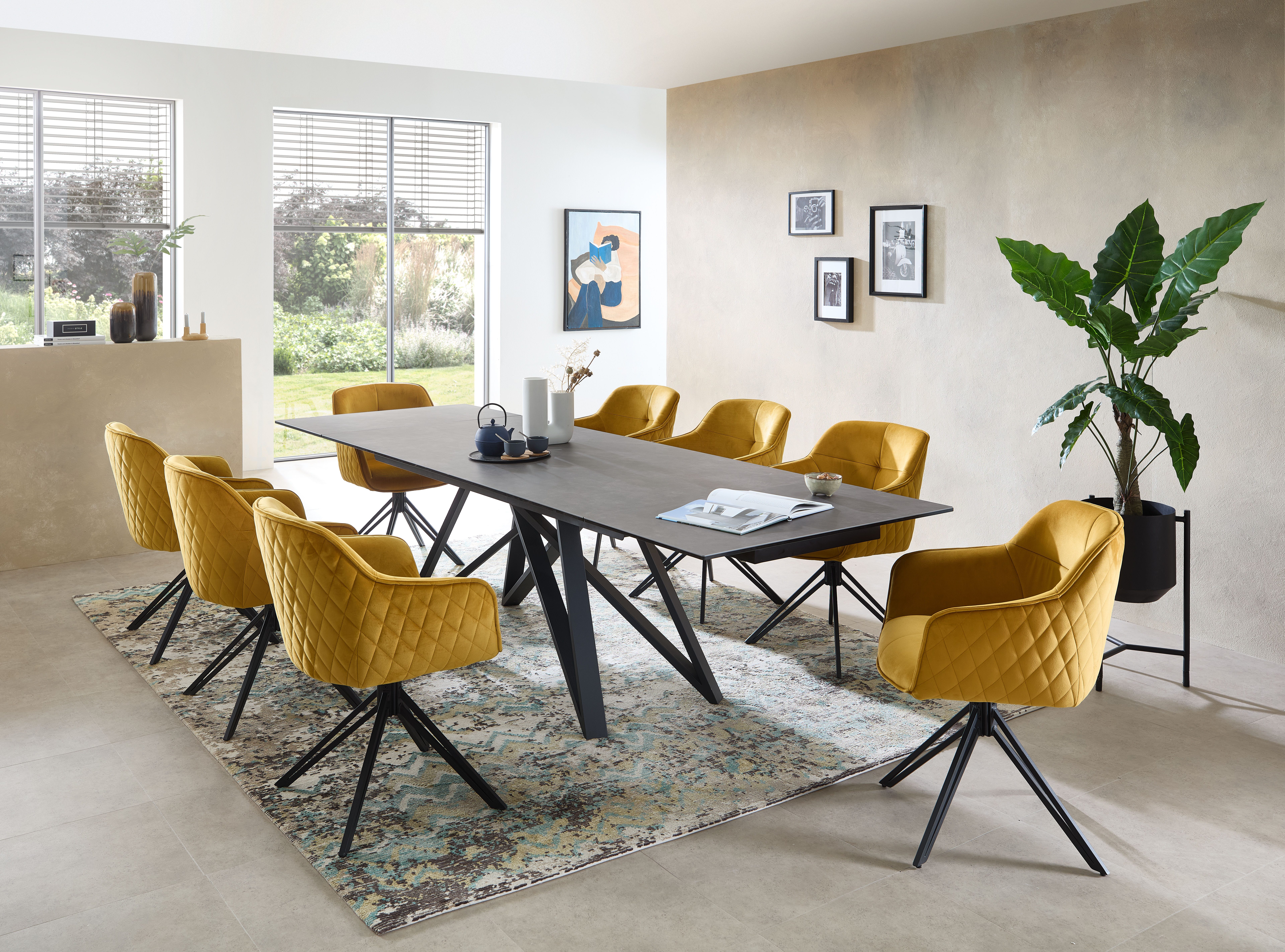 Stolkom Eettafel Charly eettafel keramiek, uitschuifbaar tot 280 cm, BxHxD 180x75x95 cm Keramische oppervlakte, tafelblad aan beide zijden uittrekbaar van 180 naar 280 cm