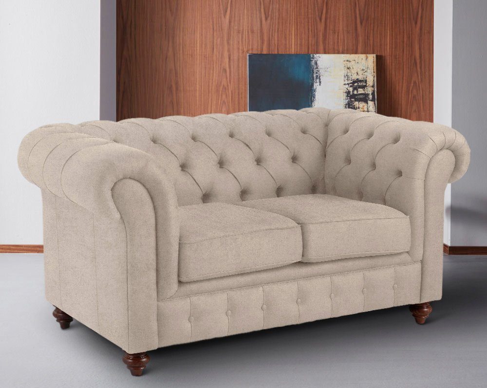 Home affaire Chesterfield-bank Chesterfield 2-zits B/D/H: 150/89/74 cm met hoogwaardige knoopdetails, ook in leer