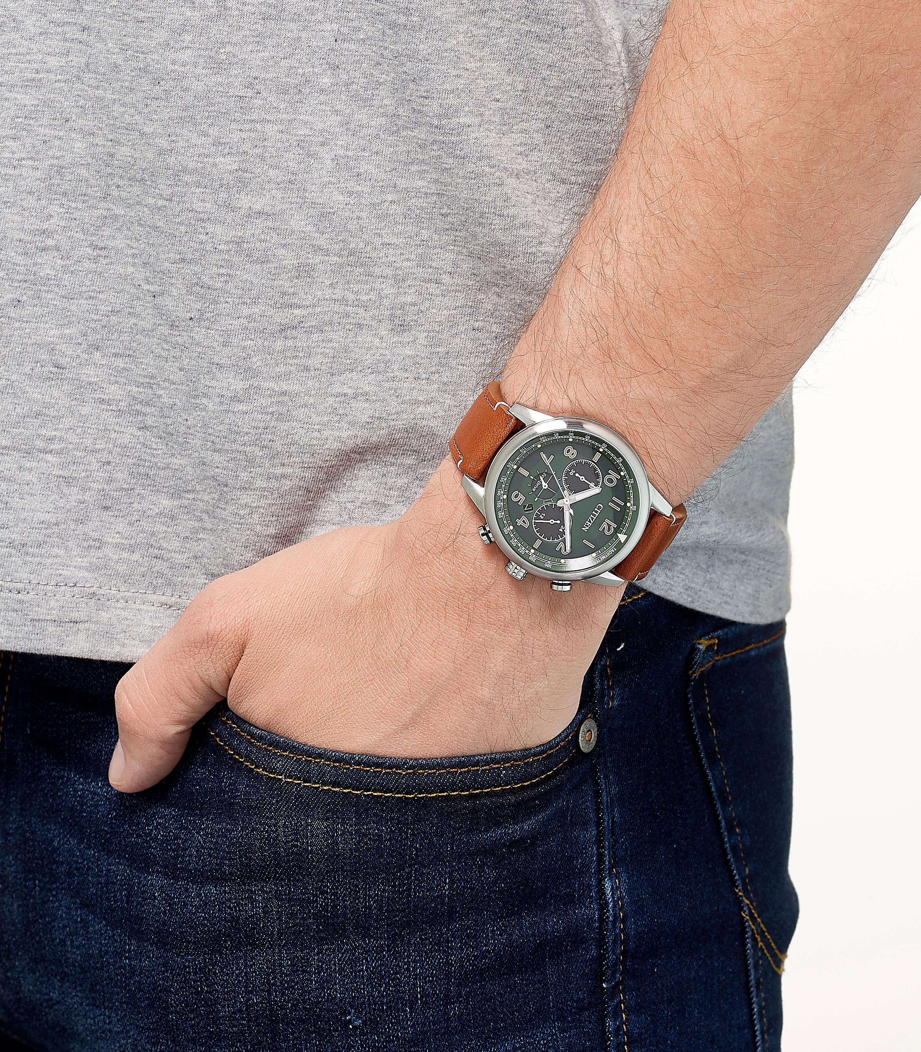 Citizen Chronograaf CA4420-21X Polshorloge, herenhorloge, solar, stopwatchfunctie, leren band