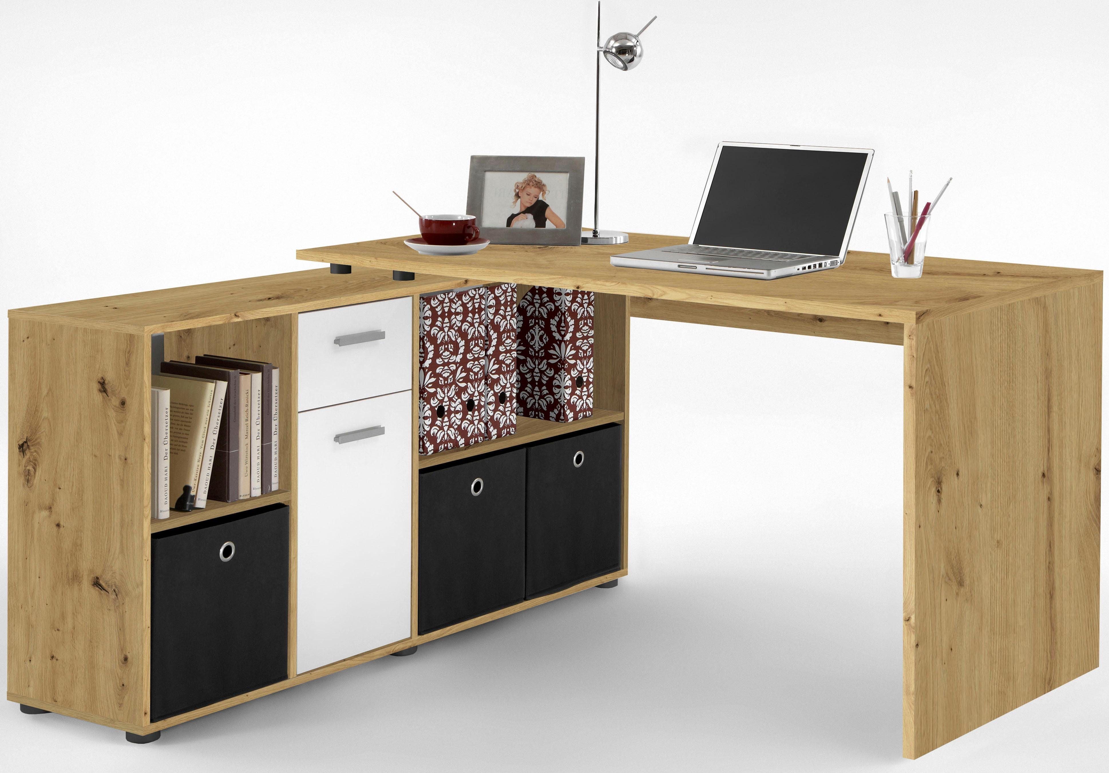 FMD Hoekbureau Lex, bureau / sideboard, variabel monteerbaar, breedte 136 / 205 cm, made in germany