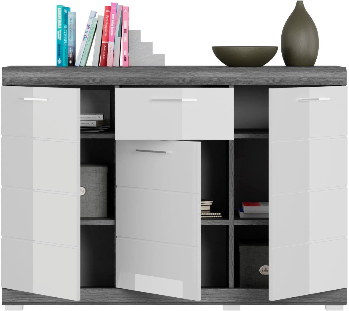 INOSIGN Kast Siena, breedte 120 cm, 3 deuren, 1 lade, 5 legplanken, 8 vakken