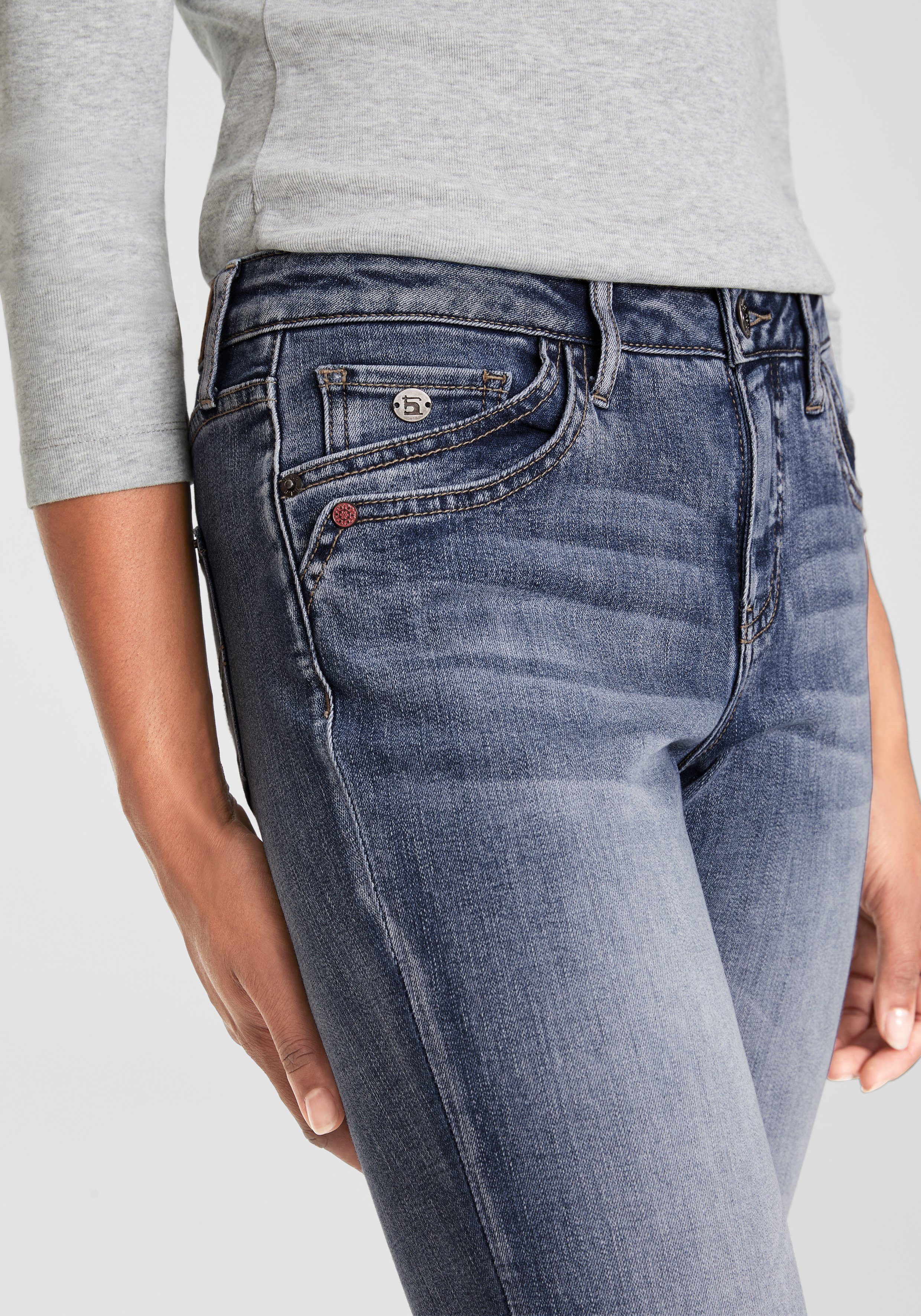 H.I.S 5-pocket jeans AriaMS normale taille, skinny jeans, met used-wassing, 5-pocket-stijl