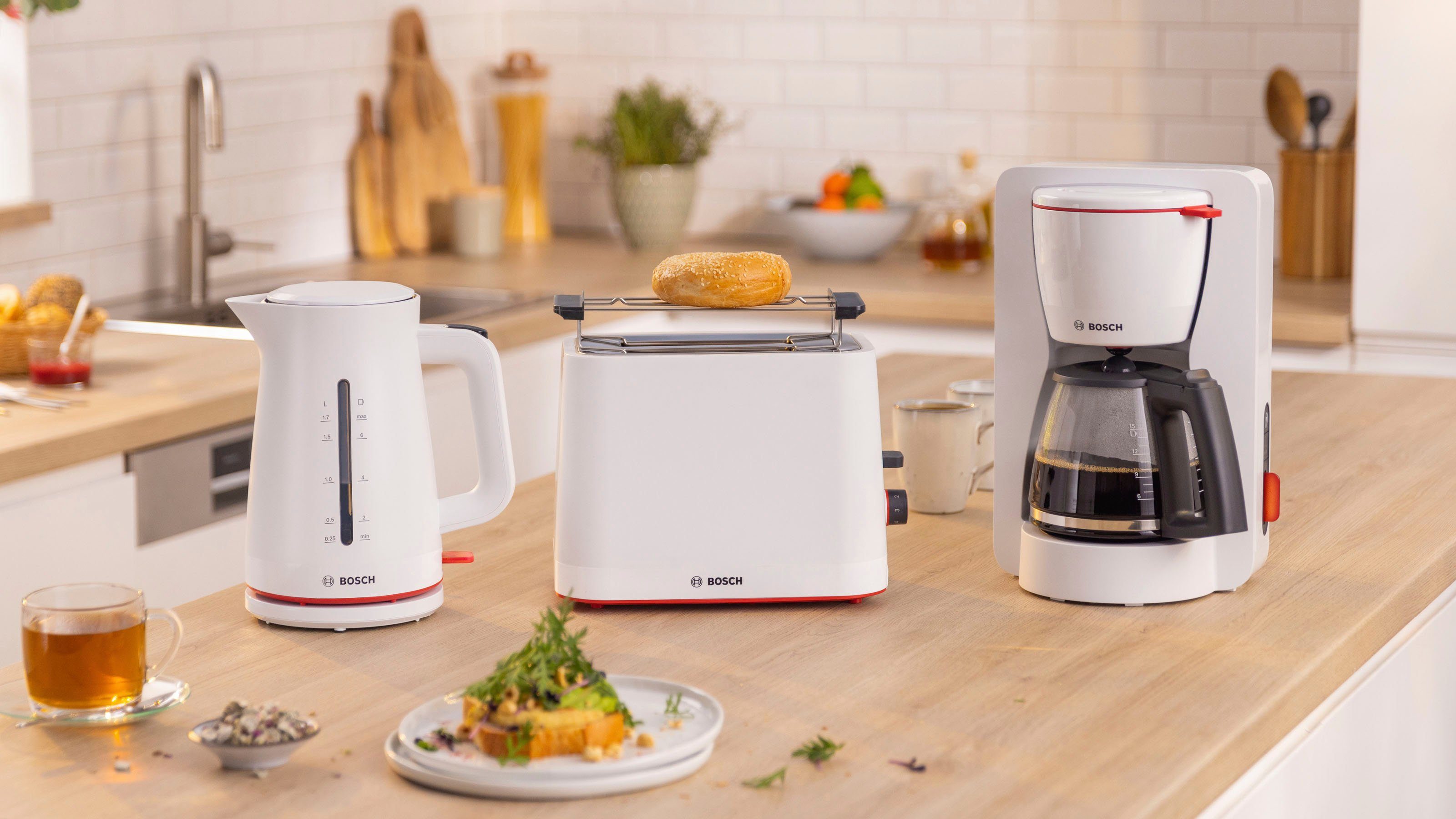 BOSCH Toaster MyMoment TAT3M121 afneembare opzet voor broodjes, ontdooi-functie, brood centreren, auto off