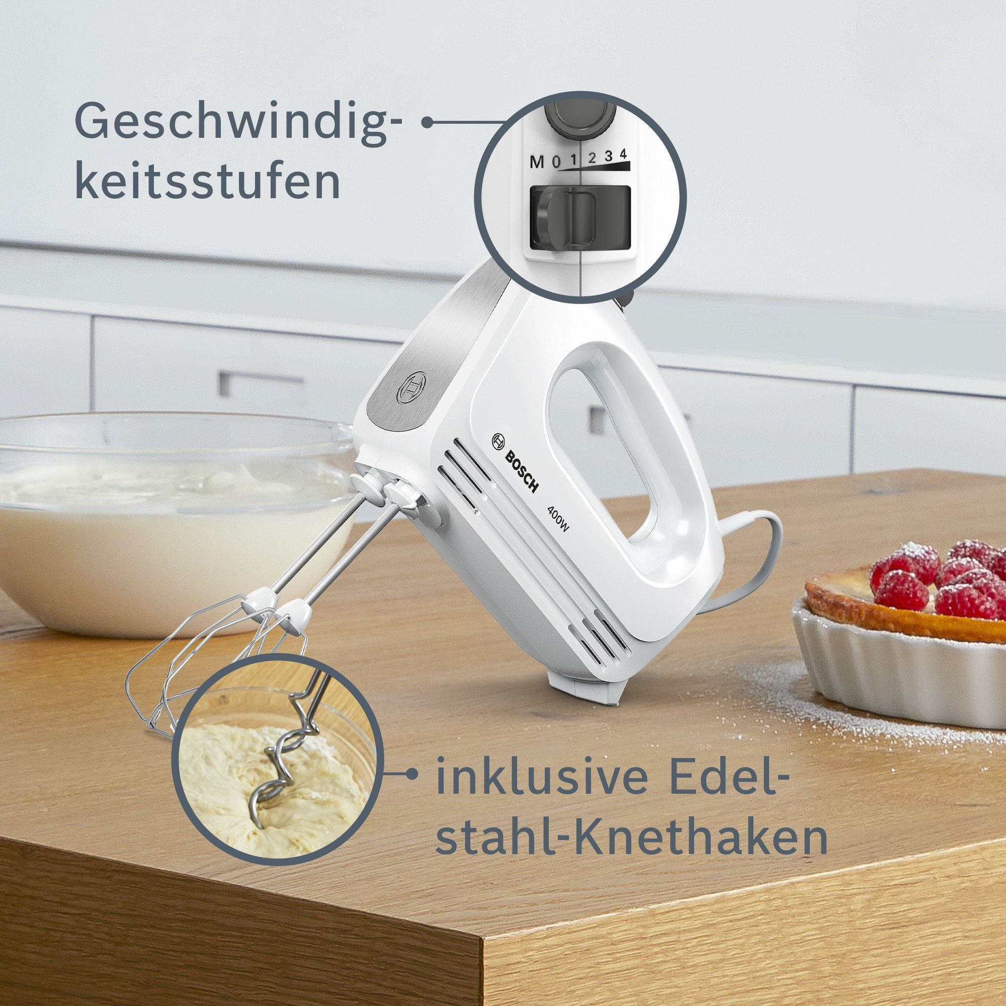 BOSCH Handmixer CleverMixx MFQ24200 Uitzetknop, lichtgewicht behuizing, Made in Europe