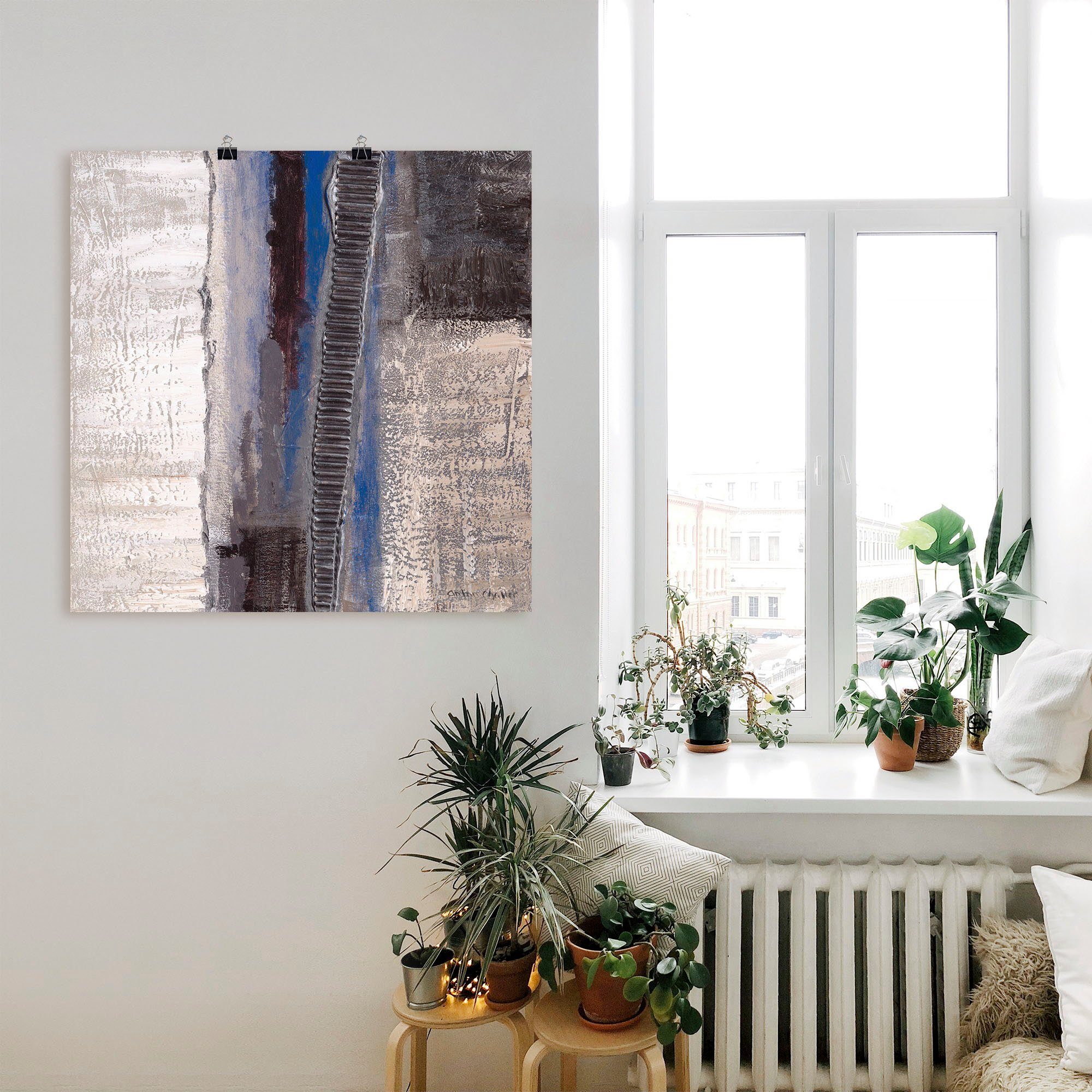Artland Artprint Blauw/zilverkleur Abstract I als artprint van aluminium, artprint voor buiten, artprint op linnen, poster in verschillende maten. maten