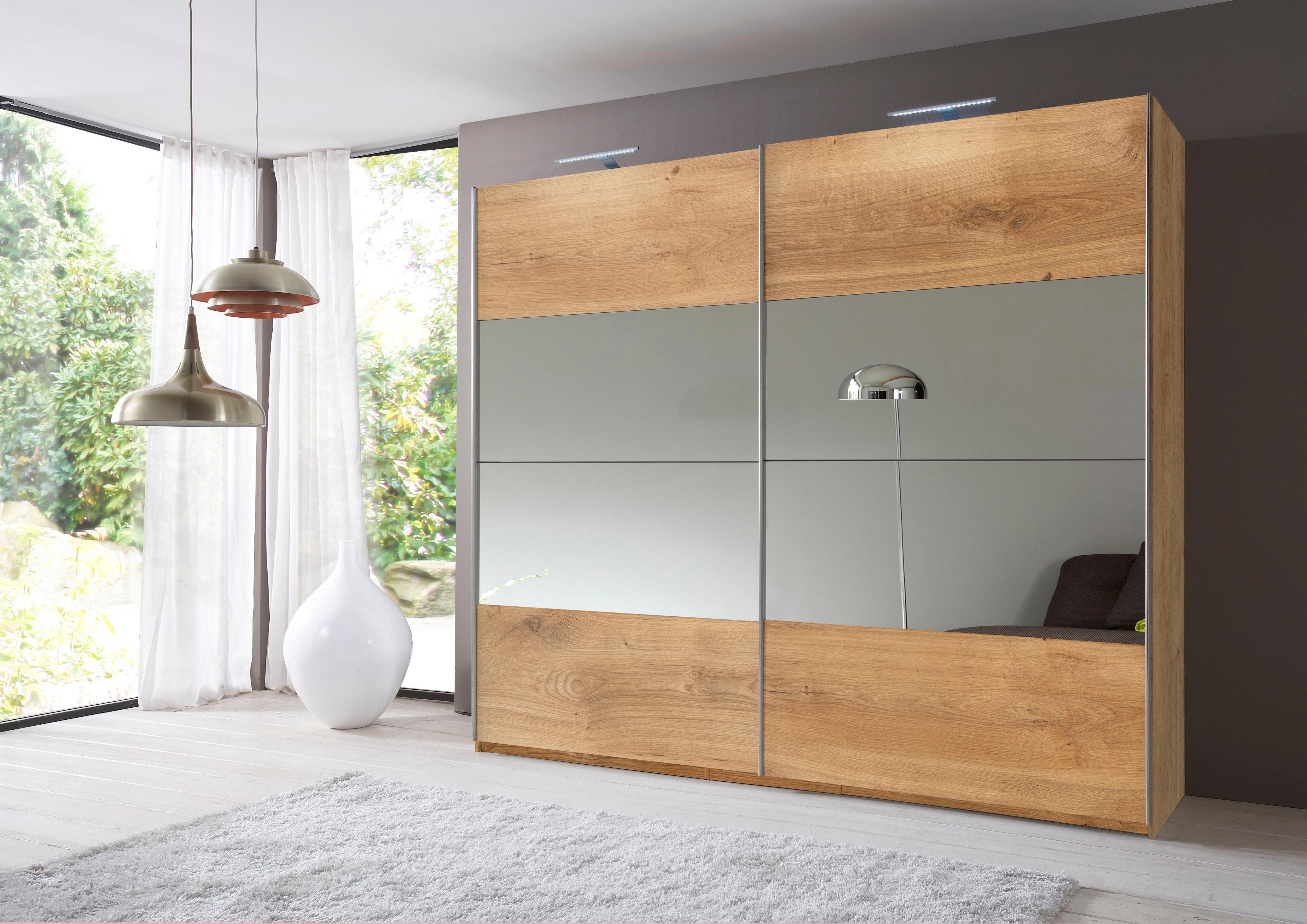 Wimex Zweefdeurkast Easy met gedeeltelijke spiegel zweefdeurkasten maat 270 cm x 210 cm x 65 cm beige
