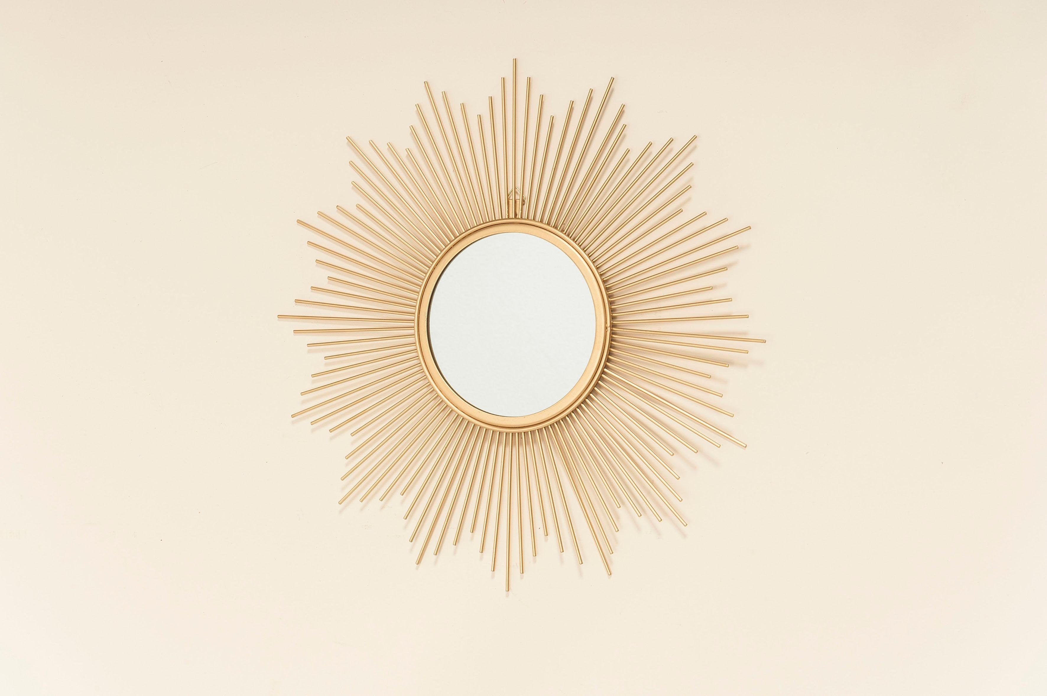 Leonique Wandspiegel Brooklyn, goud Decoratieve spiegel, wanddecoratie, zon, ø 50 cm, lijst van metaal, decoratief in de woonkamer & slaapkamer