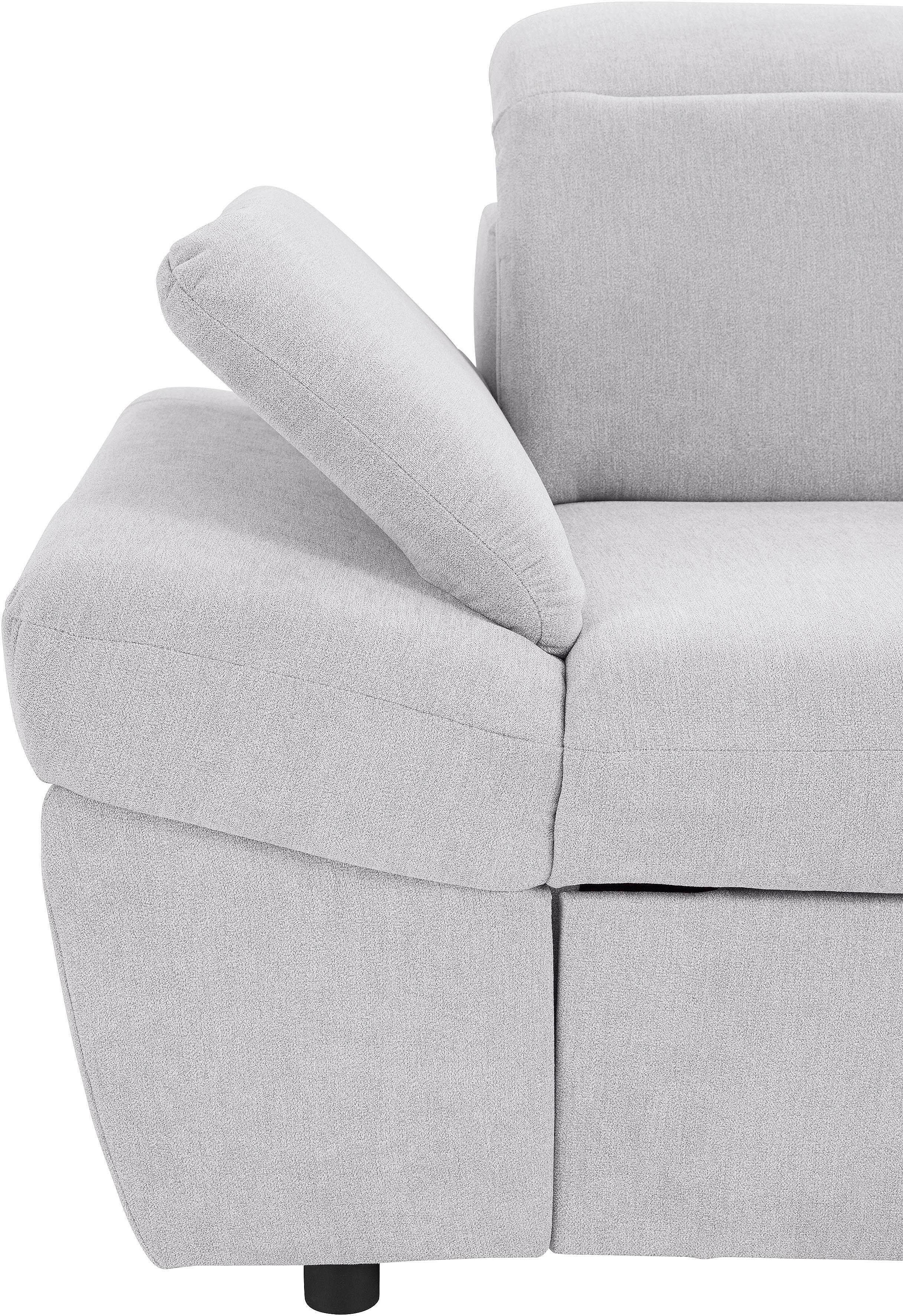 exxpo - sofa fashion Hoekbank Kyoto, incl. hoofd- en armleuningverstelling, hoog zitcomfort keuze met bedfunctie en bedlade, hoogwaardige bekleding, l-vorm