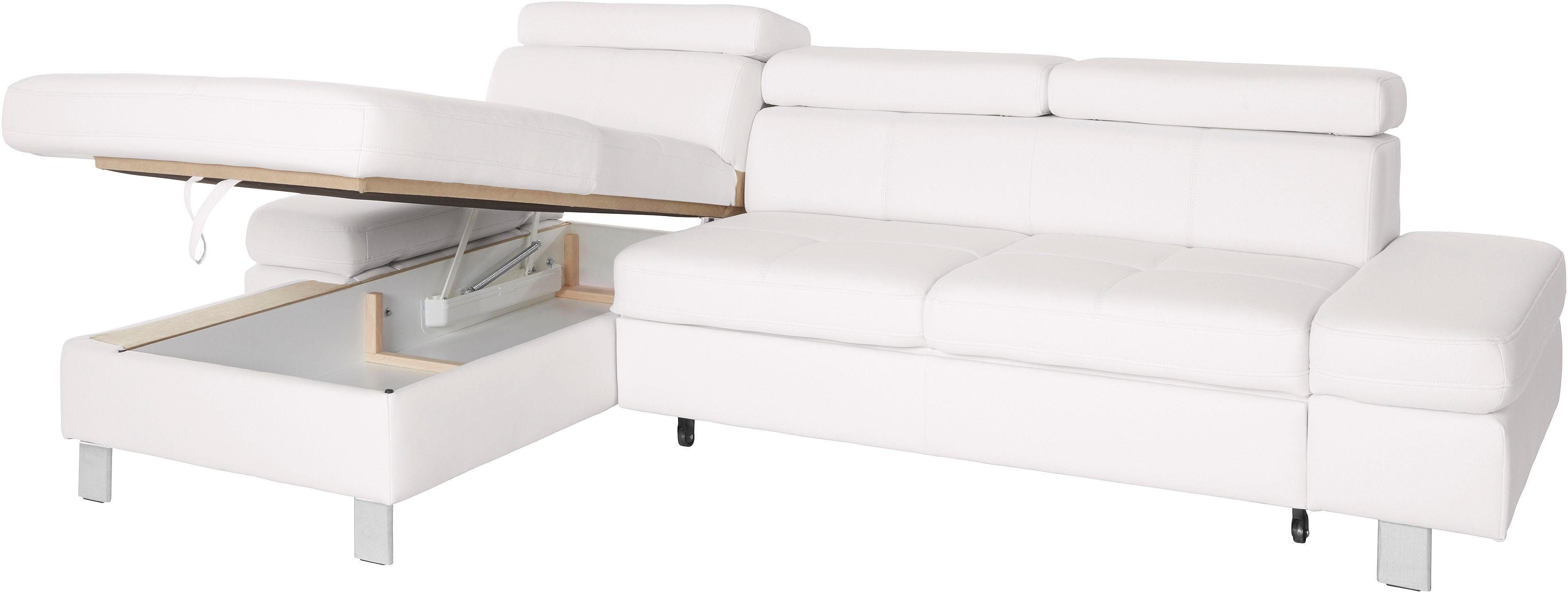 exxpo - sofa fashion Hoekbank Fiji, hoogwaardige afwerking in zitting en rug, L-vorm comfortabel door hoofd- en armverstelling, optioneel met bedfunctie