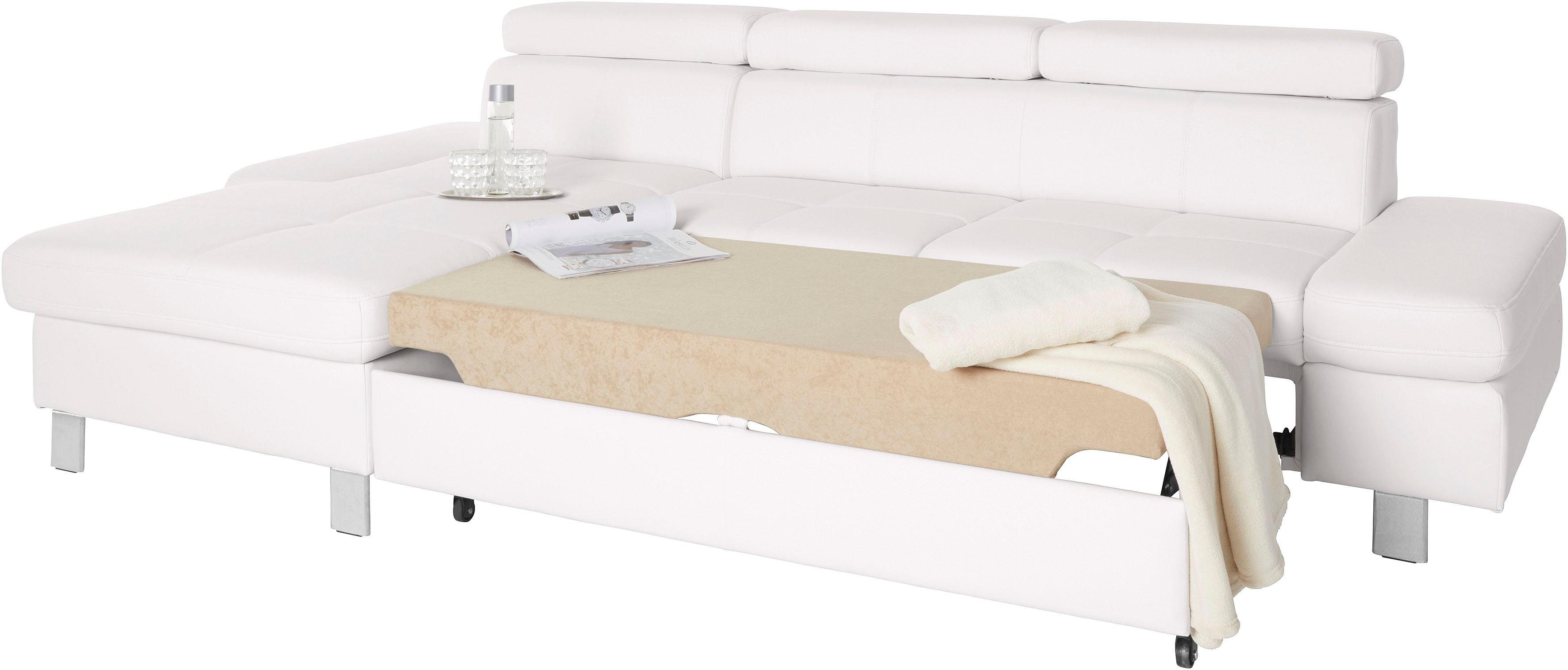 exxpo - sofa fashion Hoekbank Fiji, hoogwaardige afwerking in zitting en rug, L-vorm comfortabel door hoofd- en armverstelling, optioneel met bedfunctie