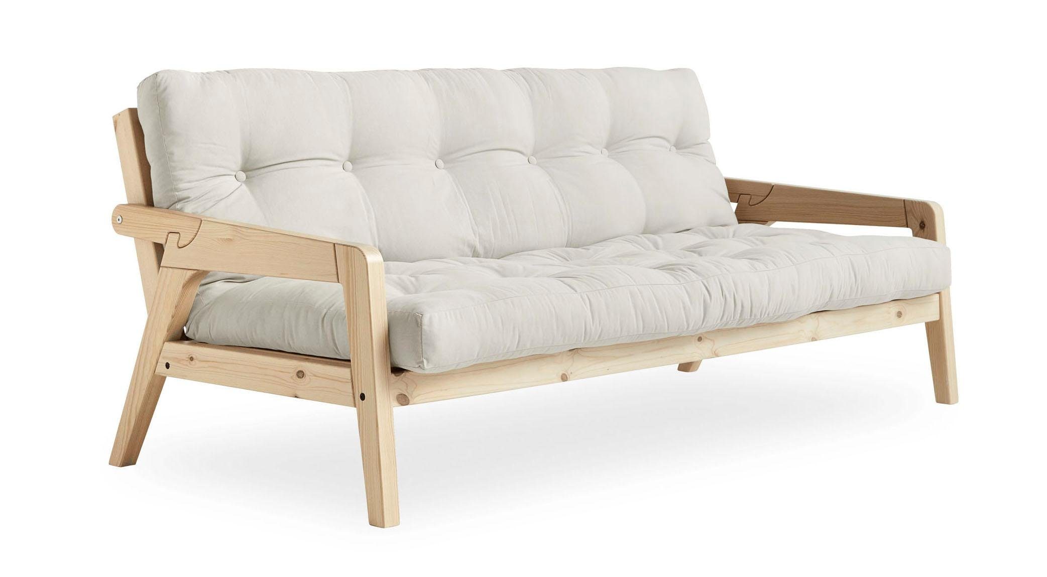 Karup Slaapbank Graf Met houtstructuur, incl. futonmatras, ligoppervlak 130x190 cm beige, slaapbanken, Breedte ligoppervlak: 130 cm, Lengte