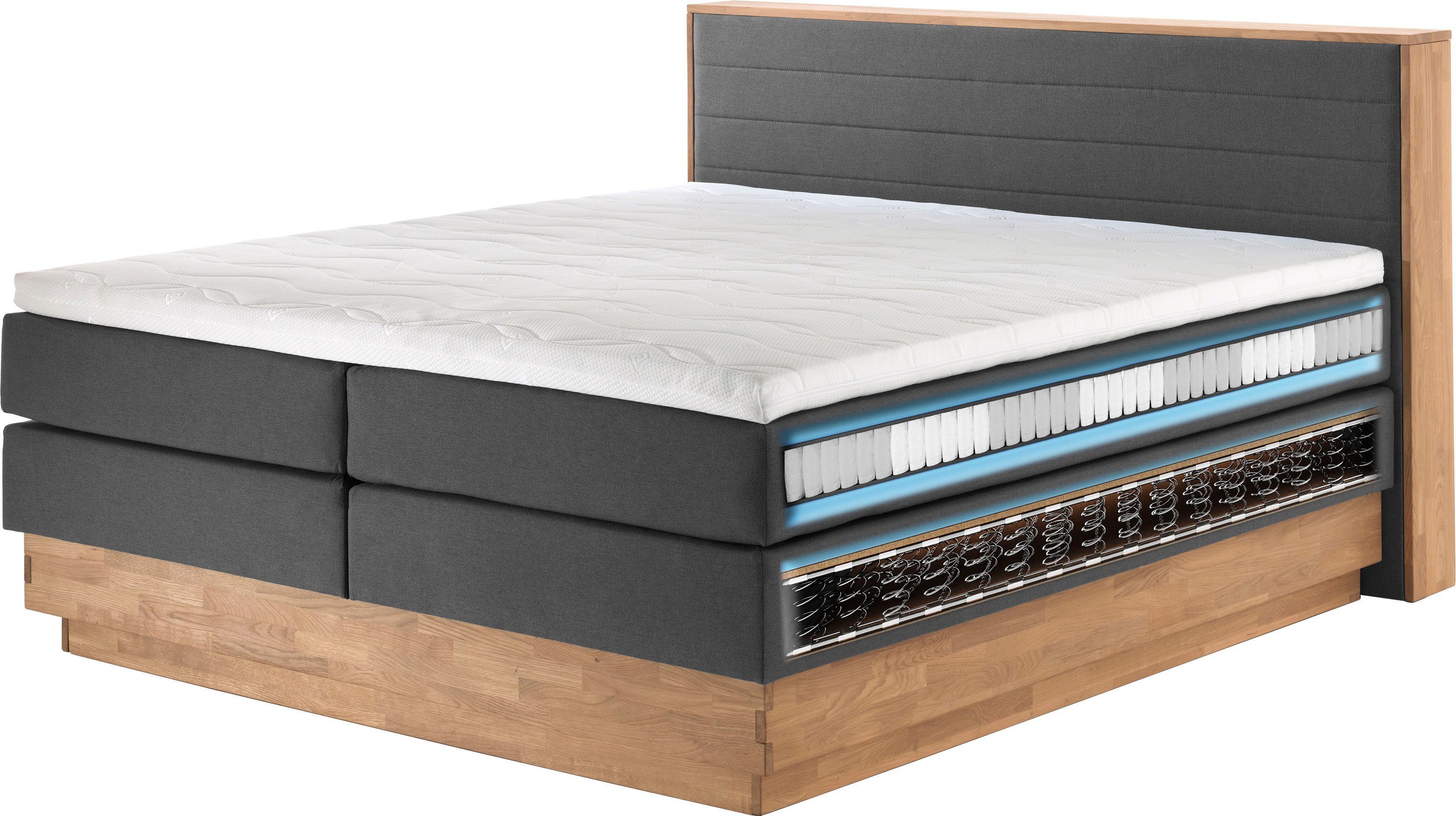 Home affaire Boxspring Cavan Eiken, met bedkist & topmatras, verschillende hardheden (ook H4)