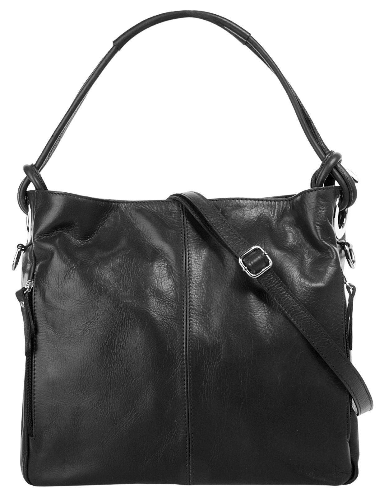 Samantha Look Shopper echt leer, made in italy dames shoppers zwart