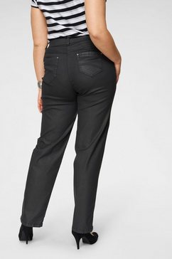 kjbrand straight jeans babsie: prettige bovenbeenwijdte gecoat materiaal zwart