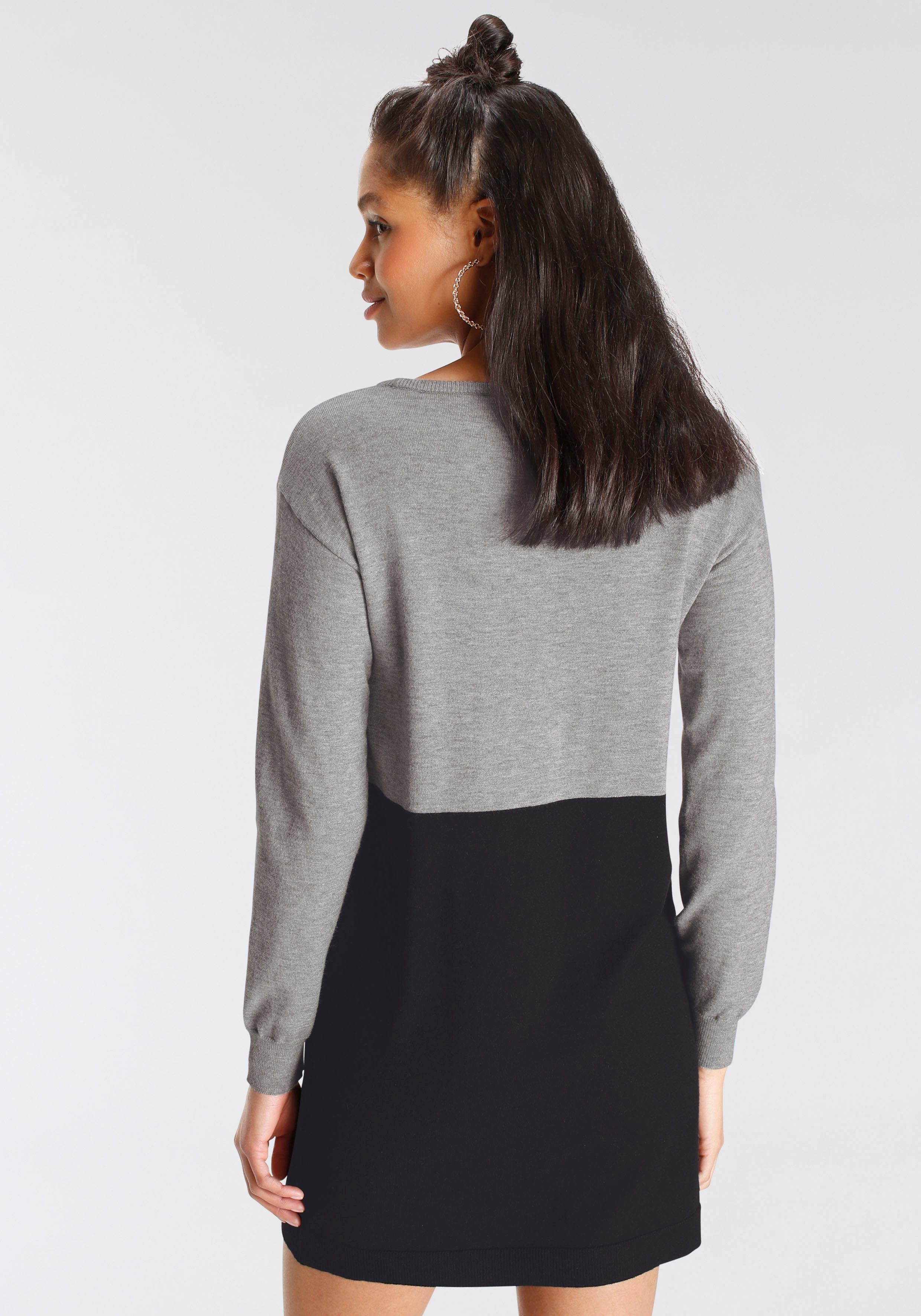 AJC Gebreide jurk knie-vrij, casual, van viscose, polyamide en polyester, langarm