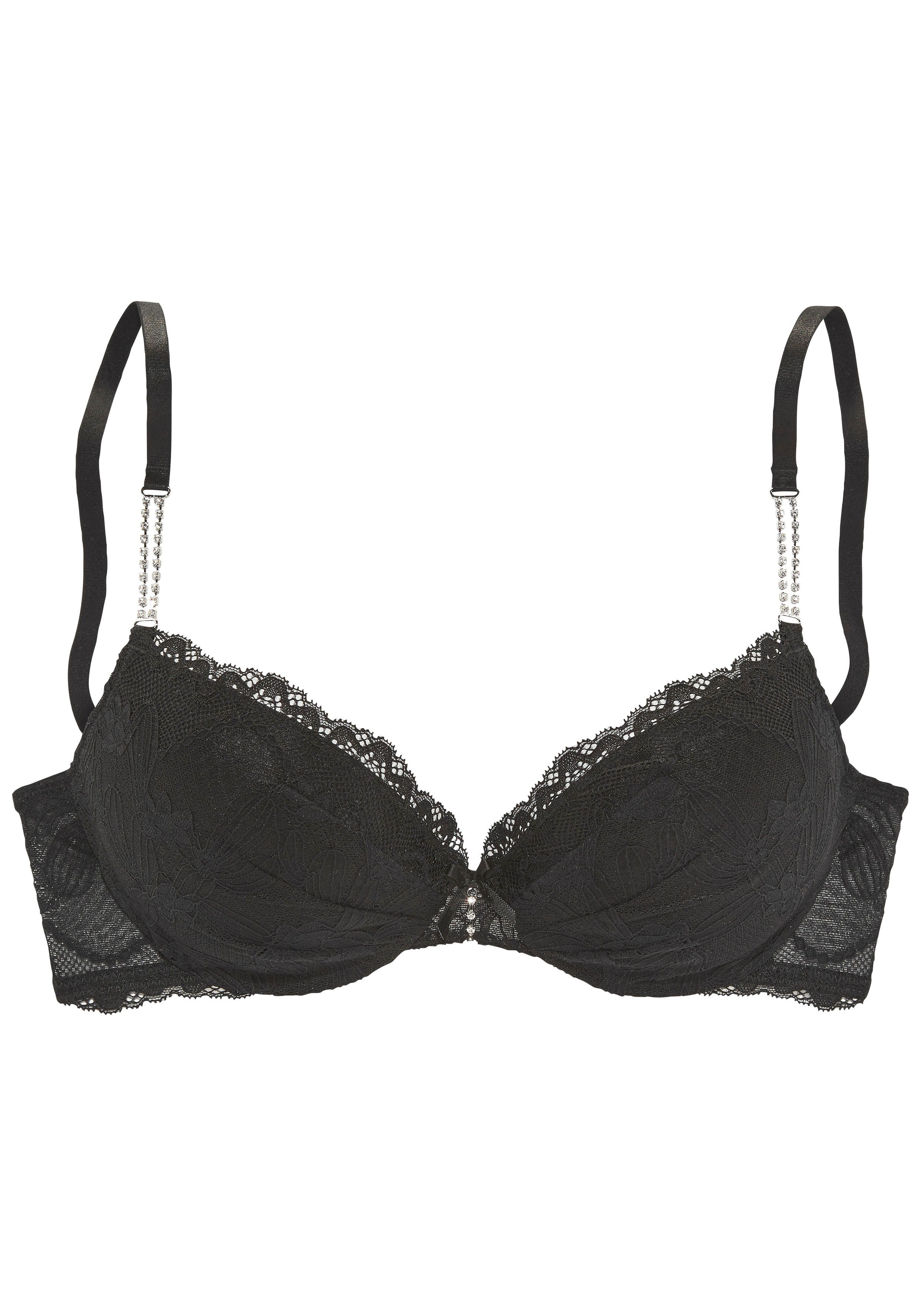 Lascana Push-up-bh Dalia met elegante stras op de schouderbandjes, lingerie