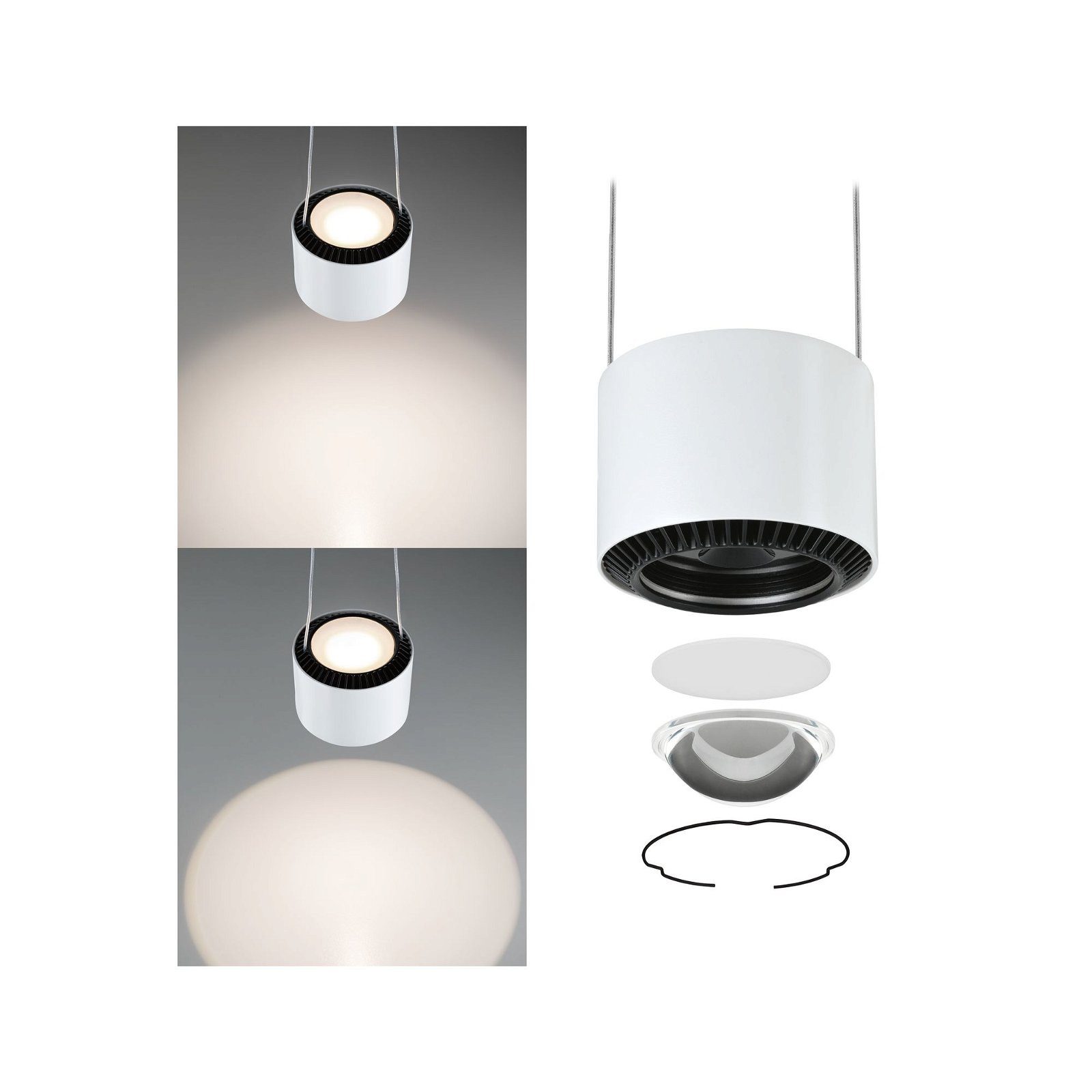 Paulmann Railsysteem-lampen URail Hanglamp Aldan 860lm/460lm 8,5W 2700K dimbaar 230V Wit (1-delig)