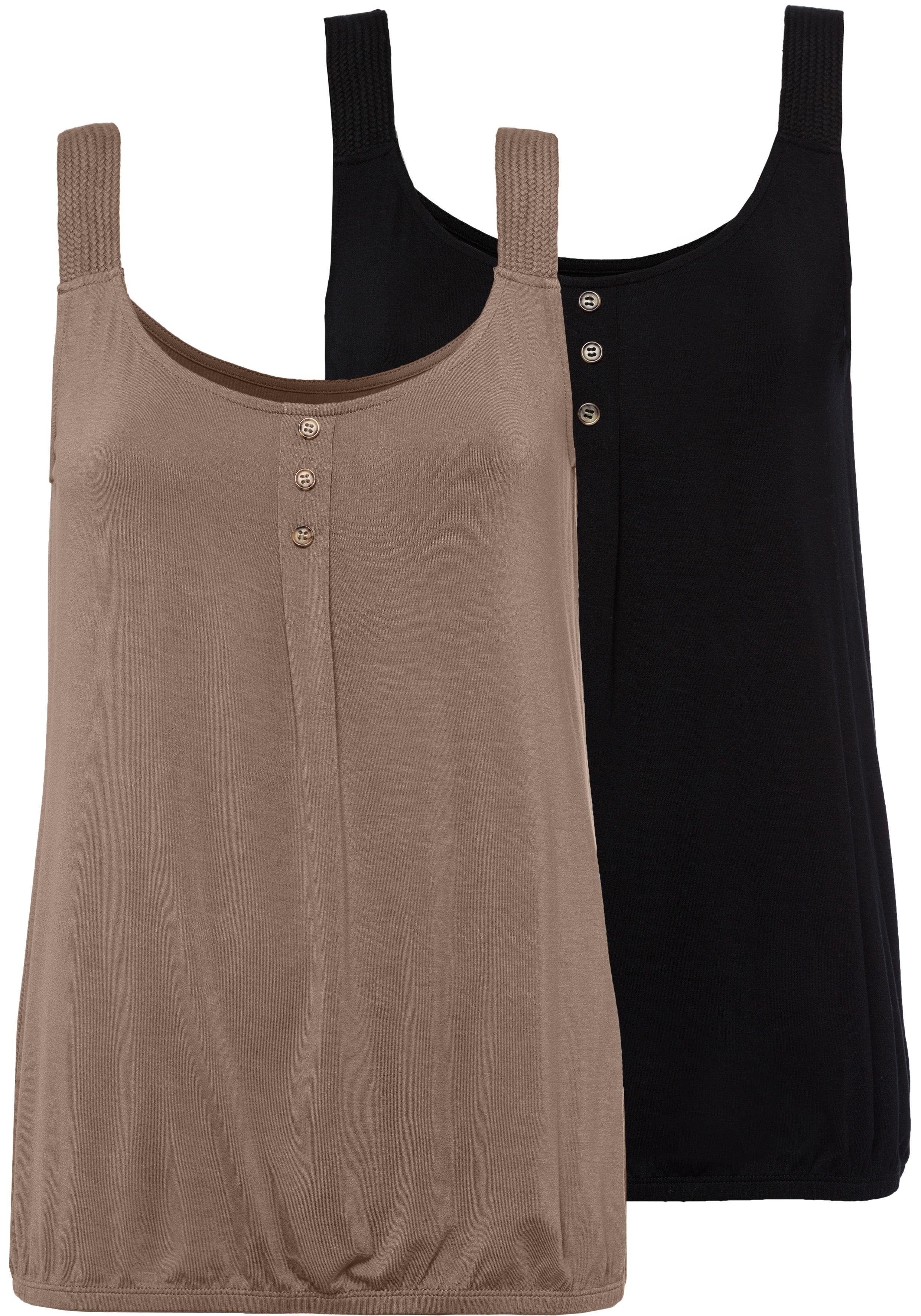 Lascana Strandtop Met gevlochten bandjes van zachte viscose-stretch (Set van 2)