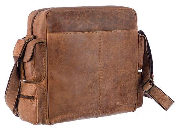 GreenLand Nature Messenger Bag Montenegro van echt leer met praktische voorvakken