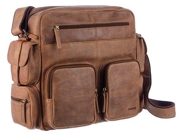 GreenLand Nature Messenger Bag Montenegro van echt leer met praktische voorvakken