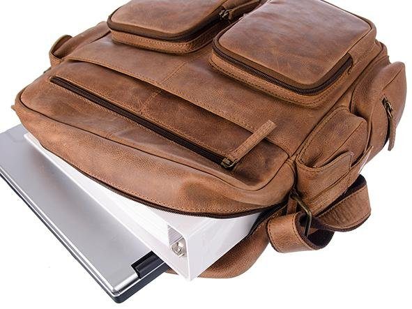 GreenLand Nature Messenger Bag Montenegro van echt leer met praktische voorvakken