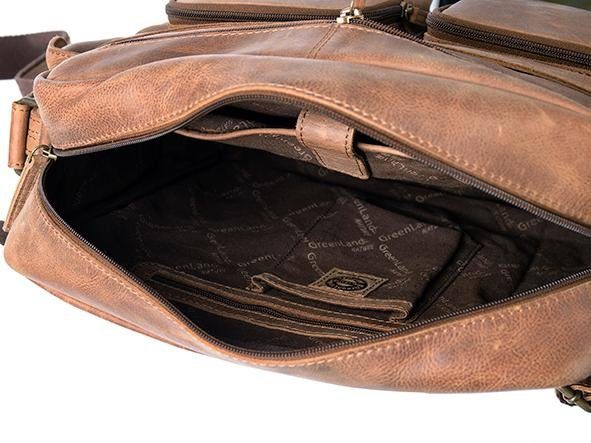 GreenLand Nature Messenger Bag Montenegro van echt leer met praktische voorvakken