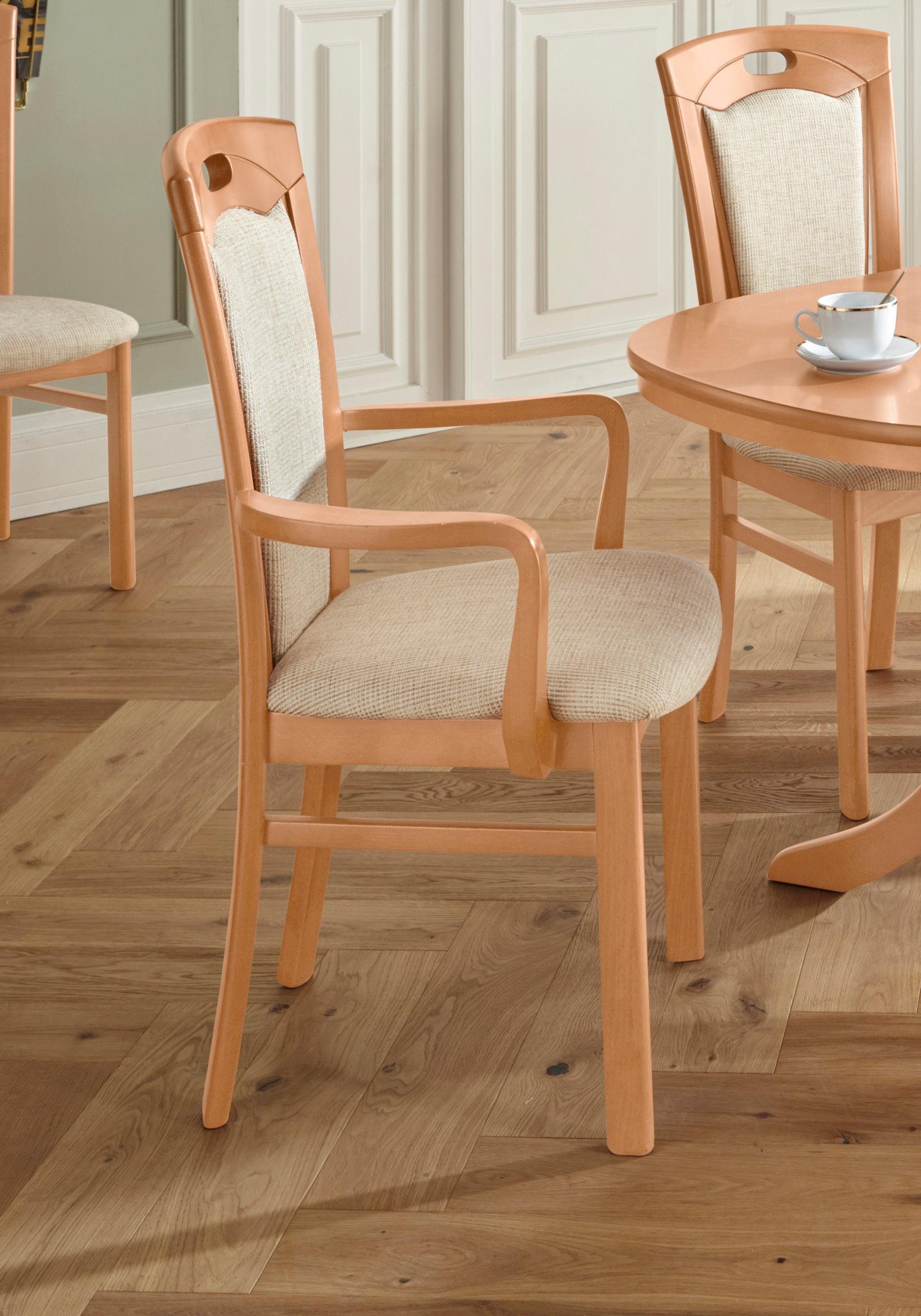 Home affaire Eetkamerstoel FERDI, armstoel, Made in Italy, massief hout Bekleding fijne structuur (water- en vlekafstotend) of structuur 4 poot