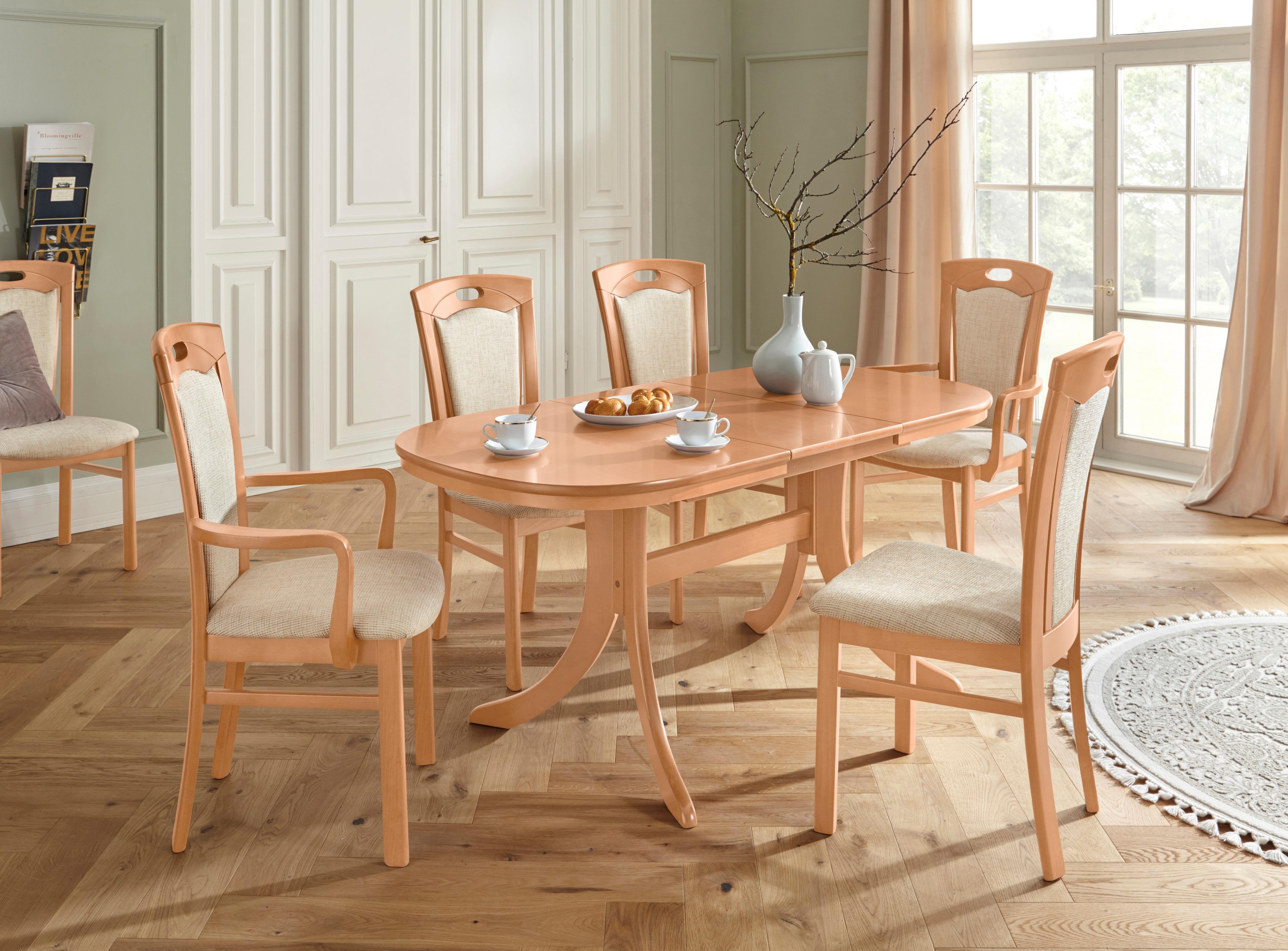Home affaire Eetkamerstoel FERDI, armstoel, Made in Italy, massief hout Bekleding fijne structuur (water- en vlekafstotend) of structuur