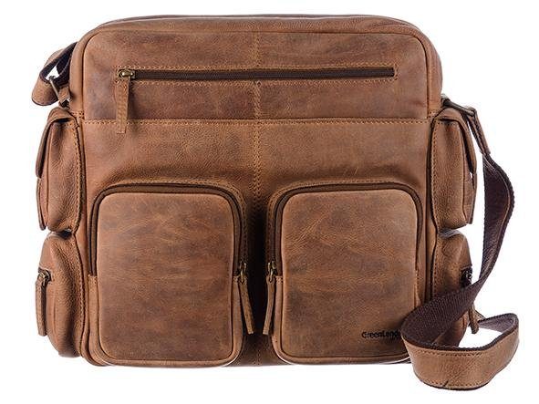 GreenLand Nature Messenger Bag Montenegro van echt leer met praktische voorvakken