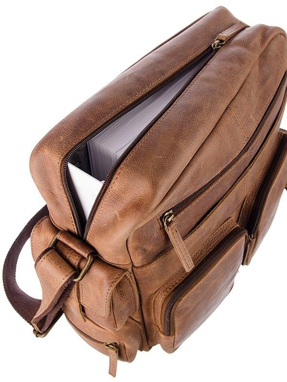 GreenLand Nature Messenger Bag Montenegro van echt leer met praktische voorvakken