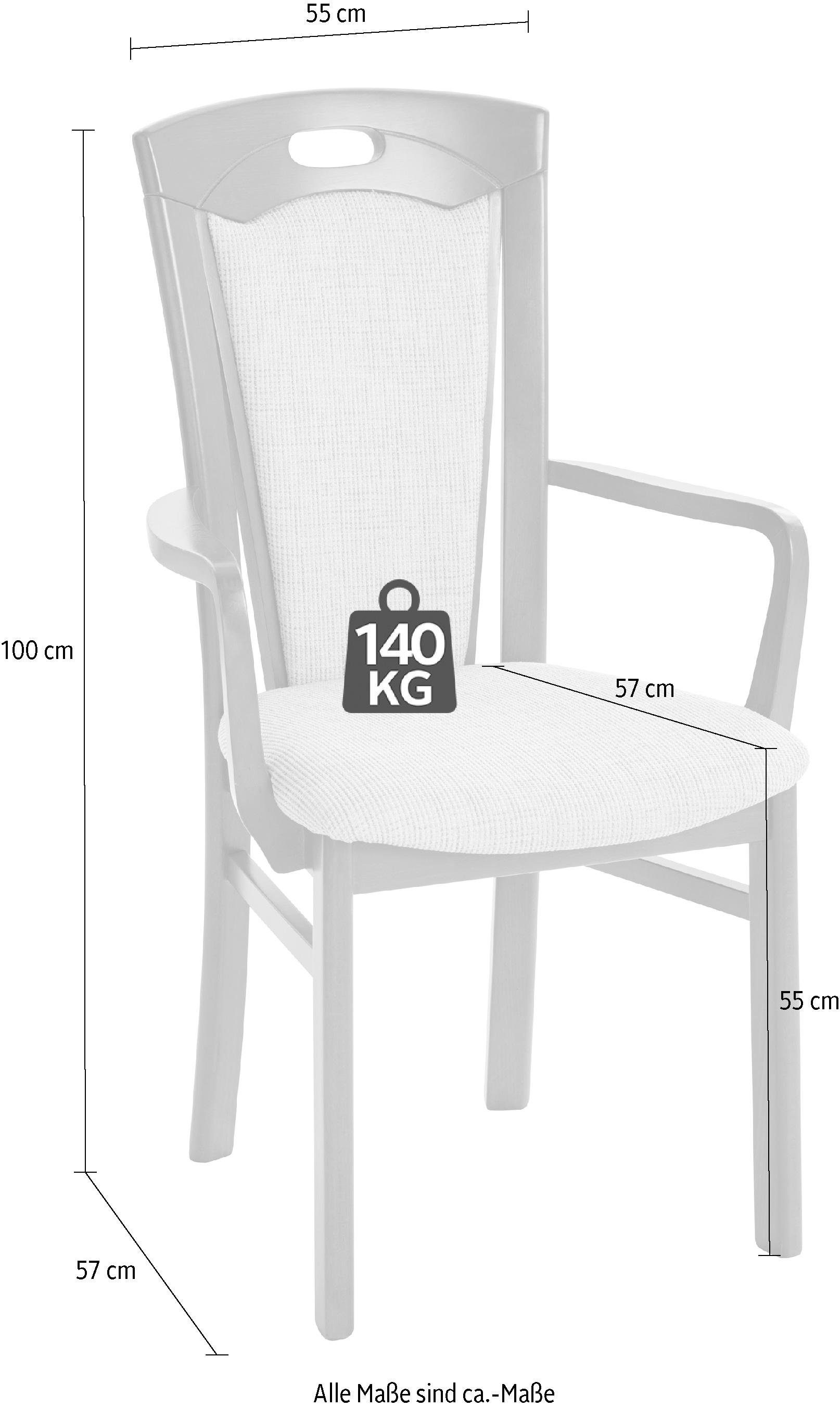 Home affaire Eetkamerstoel FERDI, armstoel, Made in Italy, massief hout Bekleding fijne structuur (water- en vlekafstotend) of structuur