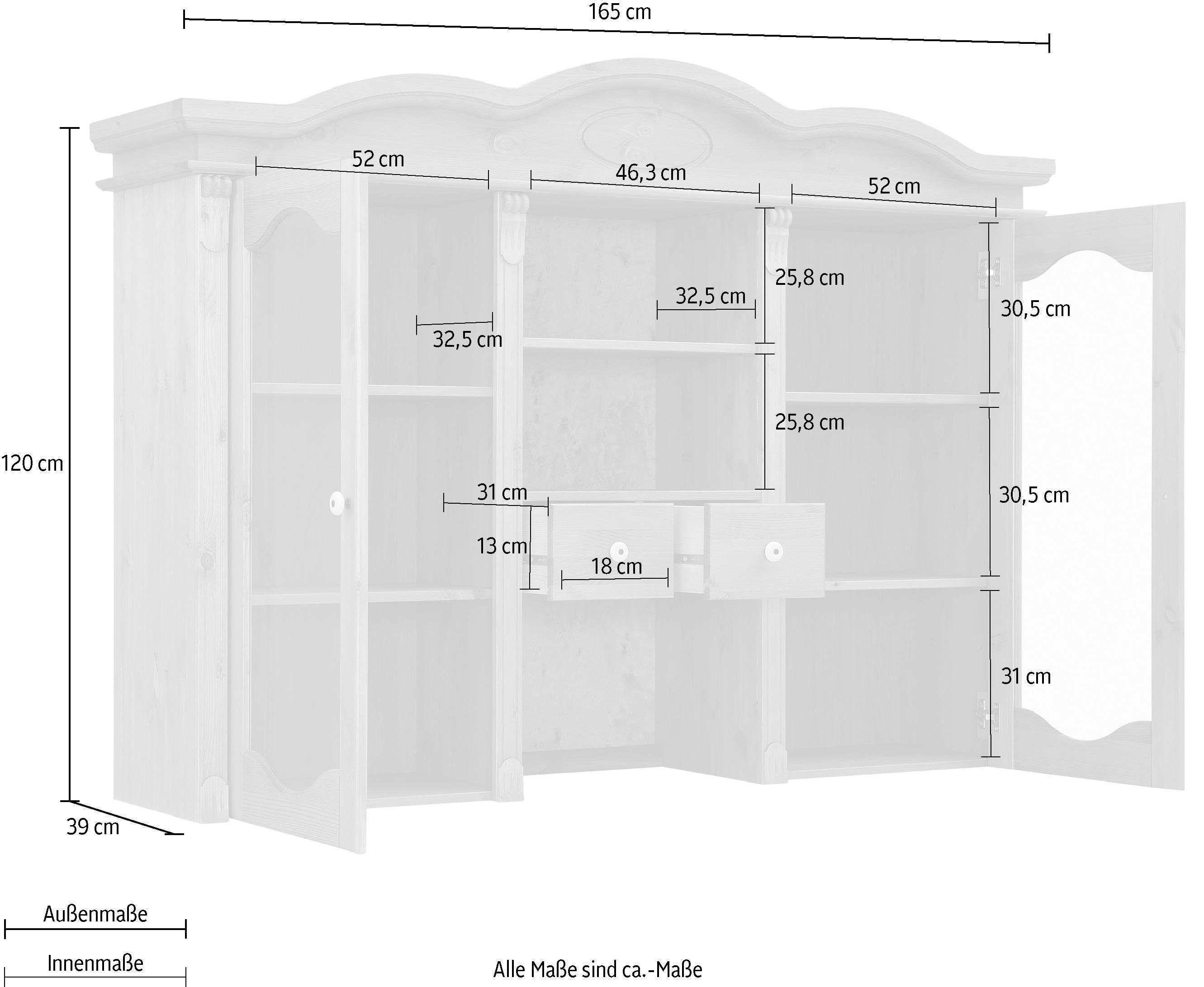 Home affaire Opzetkast Bavaria Breedte 165 cm, van massief grenen, FSC®
