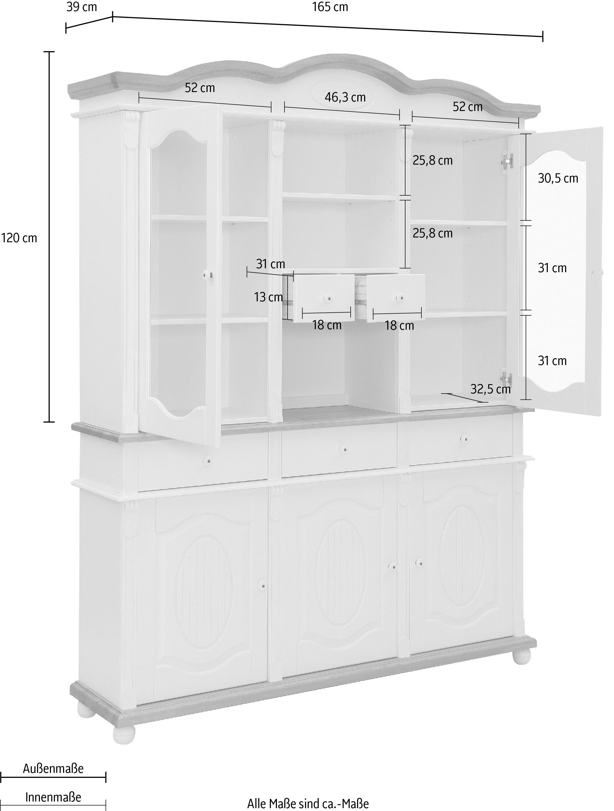 Home affaire Opzetkast Bavaria Breedte 165 cm, van massief grenen, FSC®