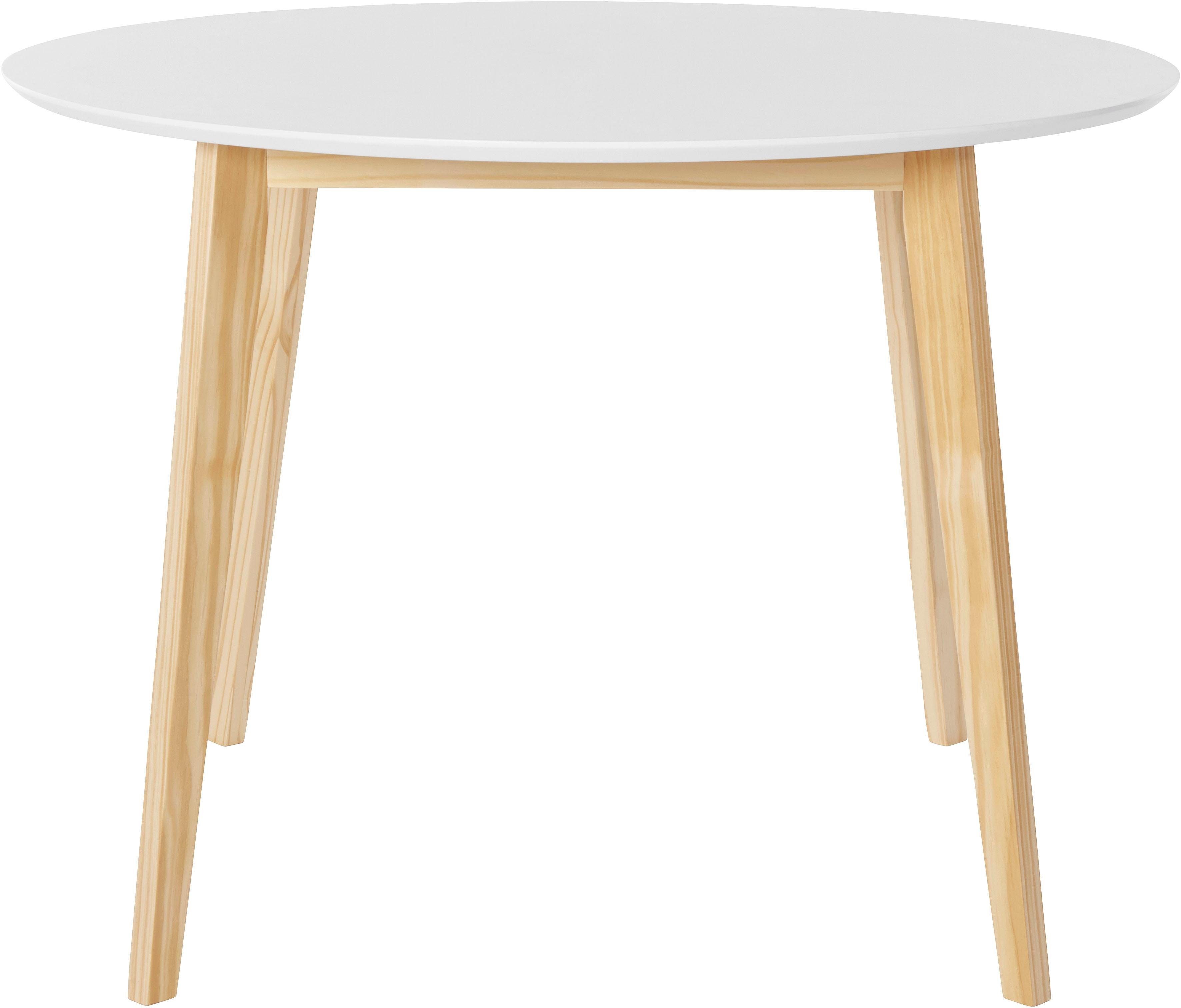 INOSIGN Eettafel Cody, TOPSELLER! Poten van massief hout, rond mdf-tafelblad, in 2 kleurvarianten