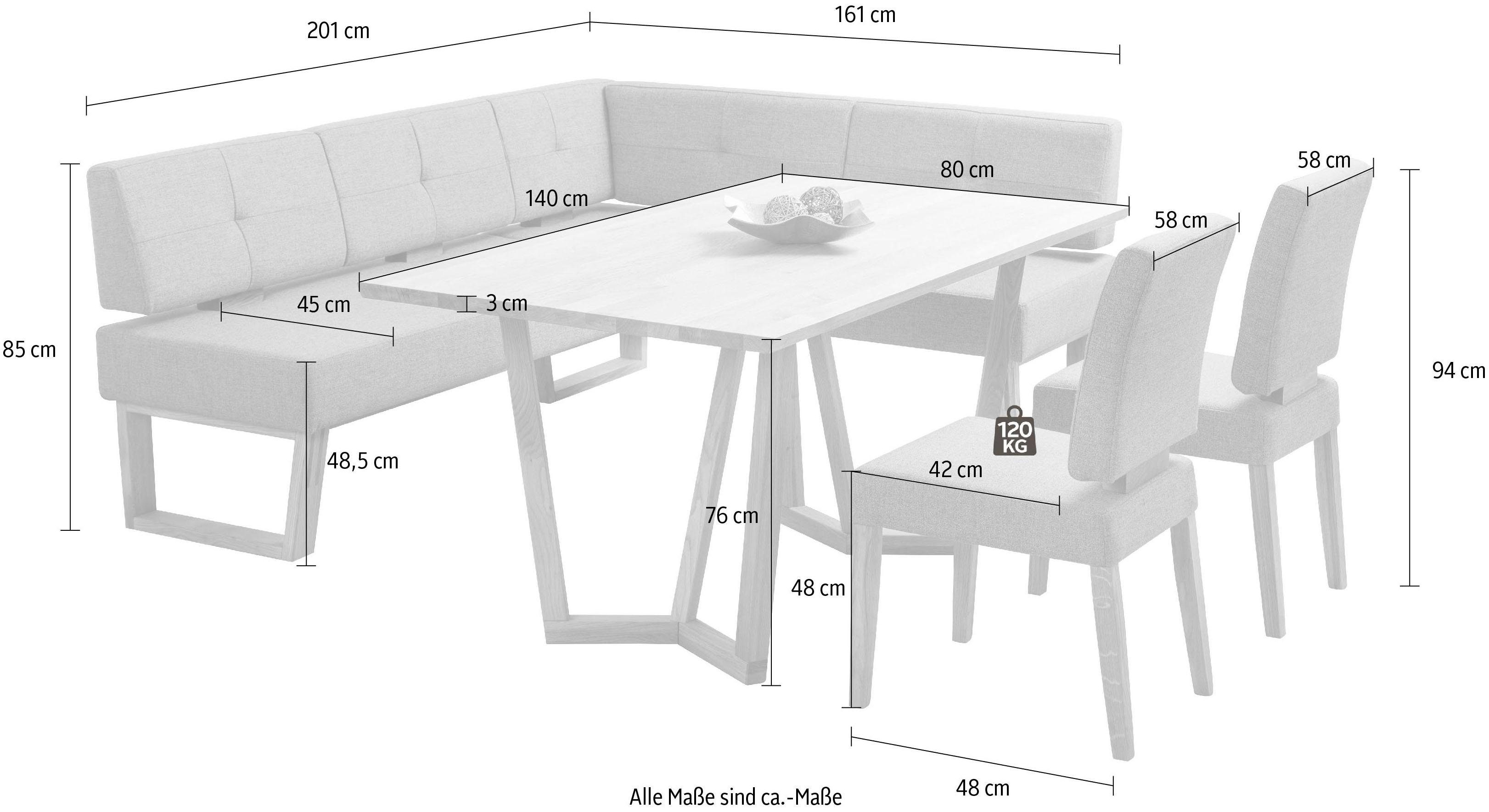 Home affaire Eethoek Ponza hoekbank keuken BESTSELLER Eetkamer zitgroep stoelen tafel en bank comfortabel gepolsterd (set, 4-delig)