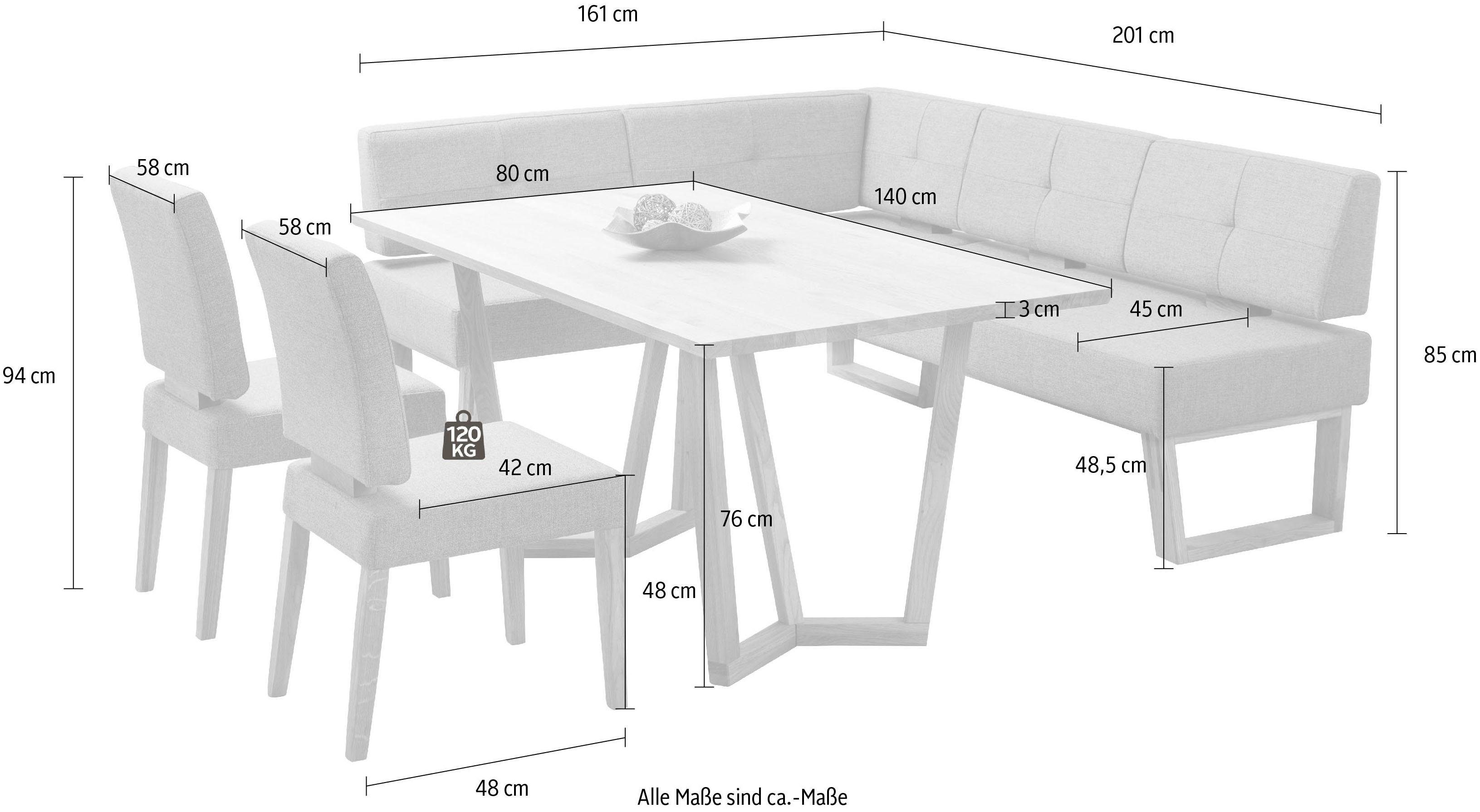 Home affaire Eethoek Ponza hoekbank keuken BESTSELLER Eetkamer zitgroep stoelen tafel en bank comfortabel gepolsterd (set, 4-delig)