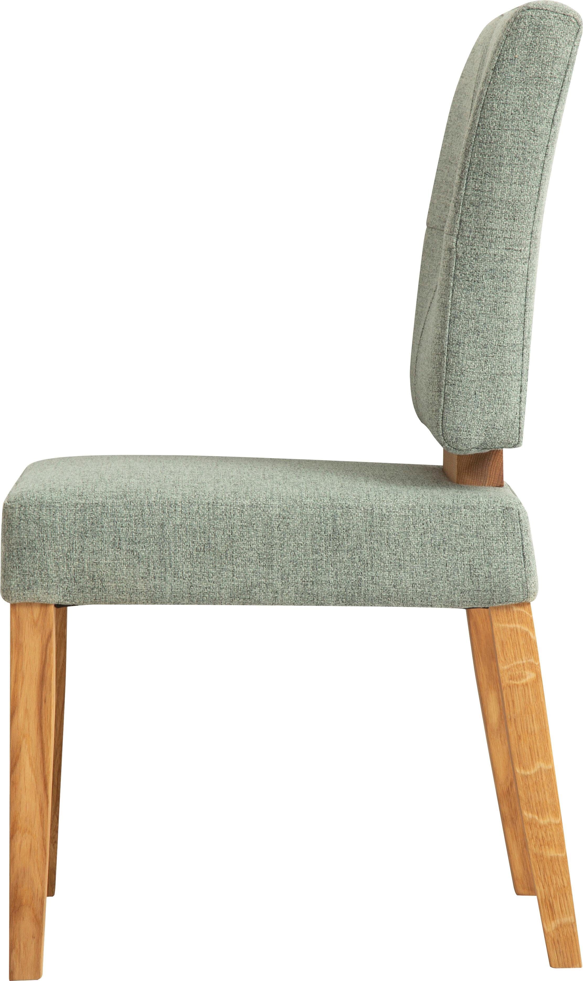 Home affaire Eetkamerstoel Ponza gestoffeerde stoel Frame van massief geolied eiken, eetkamer bestseller (set, 2 stuks)