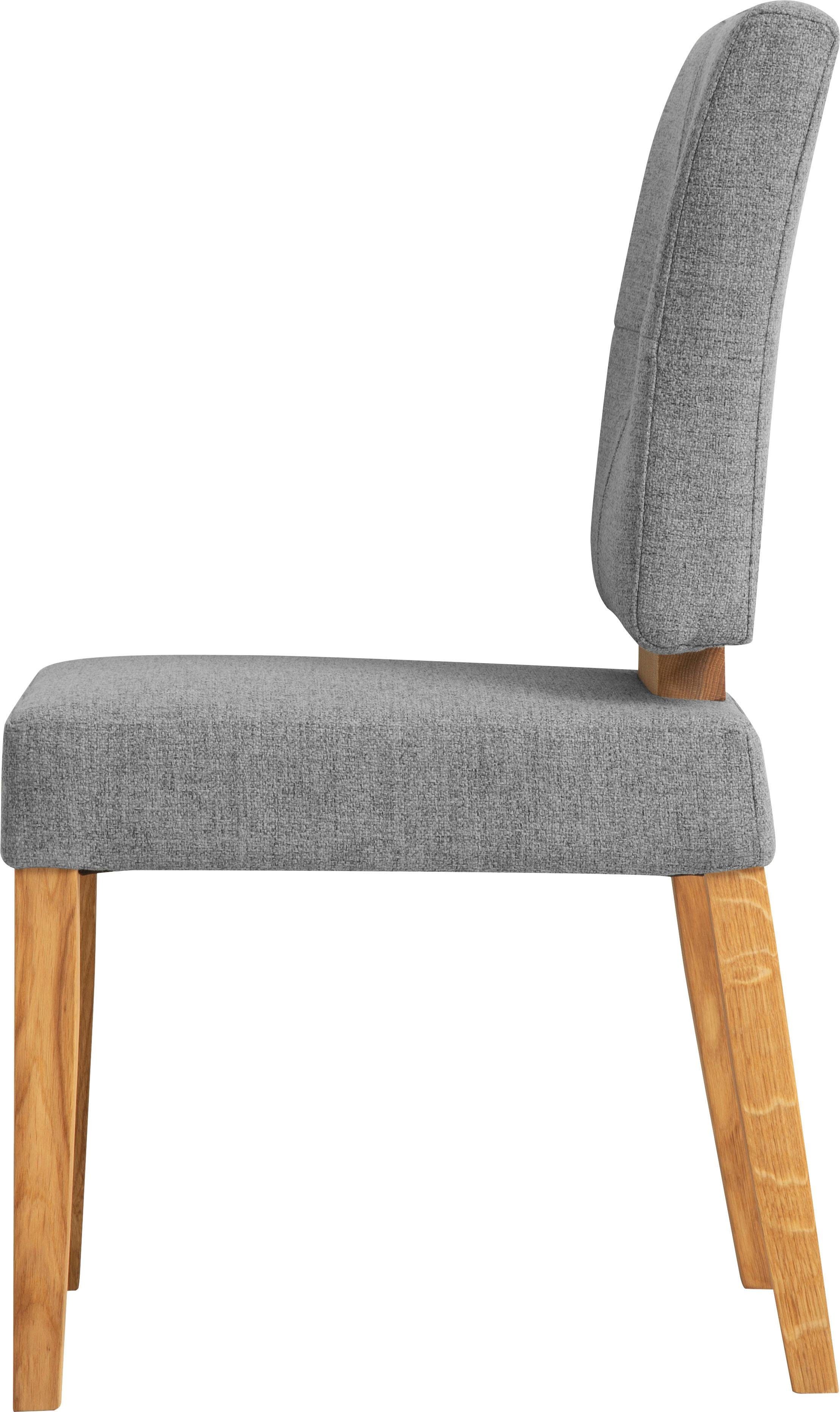 Home affaire Eetkamerstoel Ponza gestoffeerde stoel Frame van massief geolied eiken, eetkamer bestseller (set, 2 stuks)